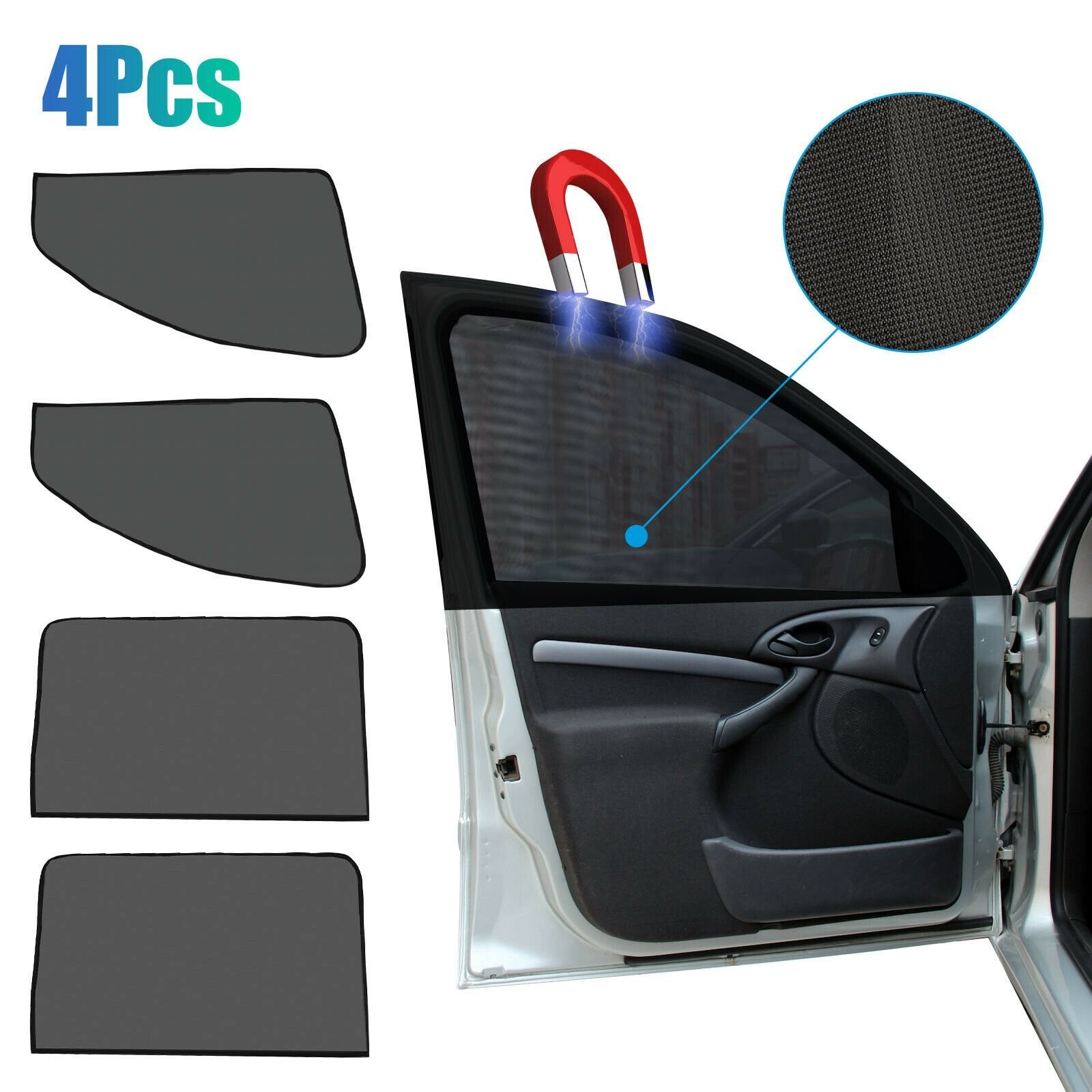 Magnetic Side Car Front Rear Window Sun Shade Cover Mesh Shield UV Protection