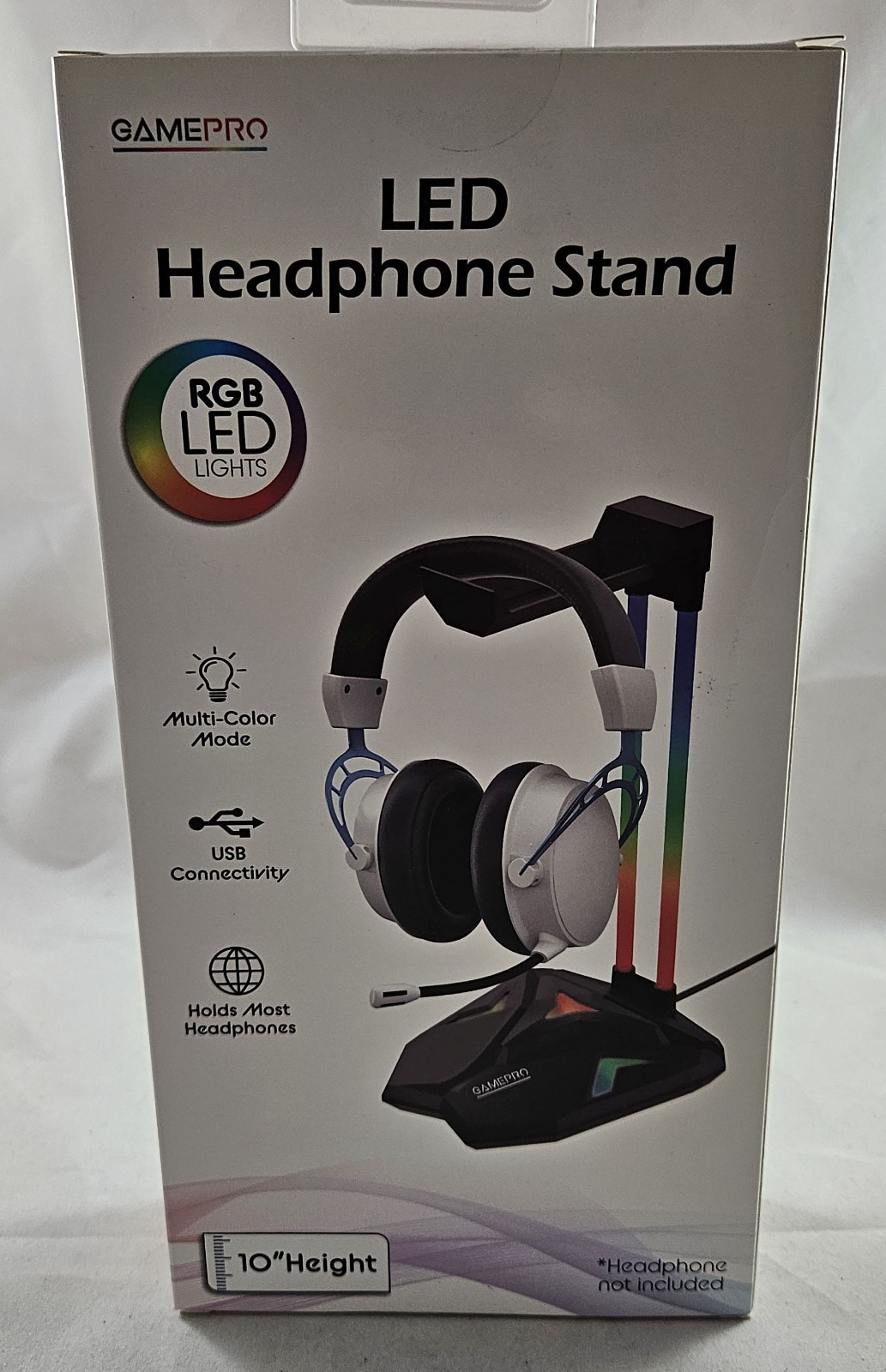 Game Pro 10” LED Headphone Stand with USB Connectivity