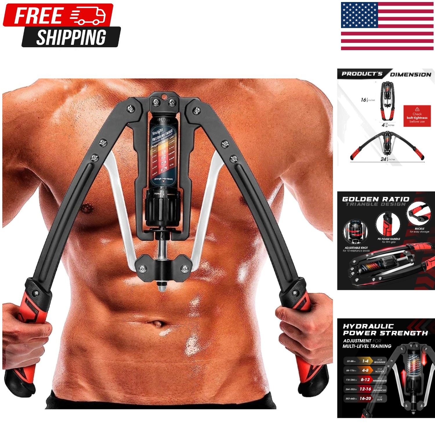 Twister Arm Trainer,  Hydraulic Power Chest Workout Equipment with Ab Roll
