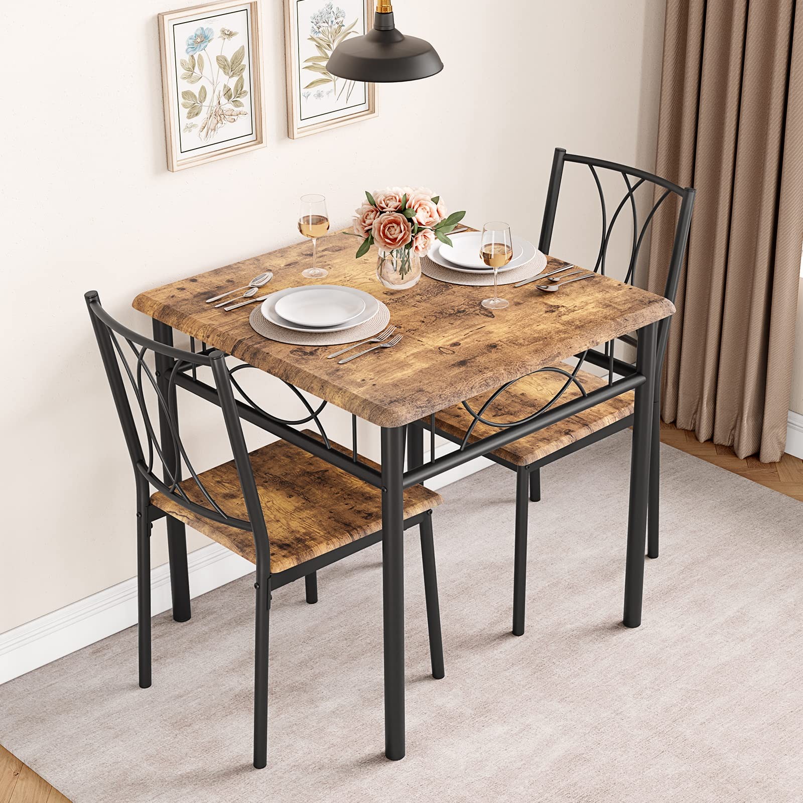 ✨Dining Room Table Sets, 3 Piece Kitchen Table & Chair Sets, Space Saving Design