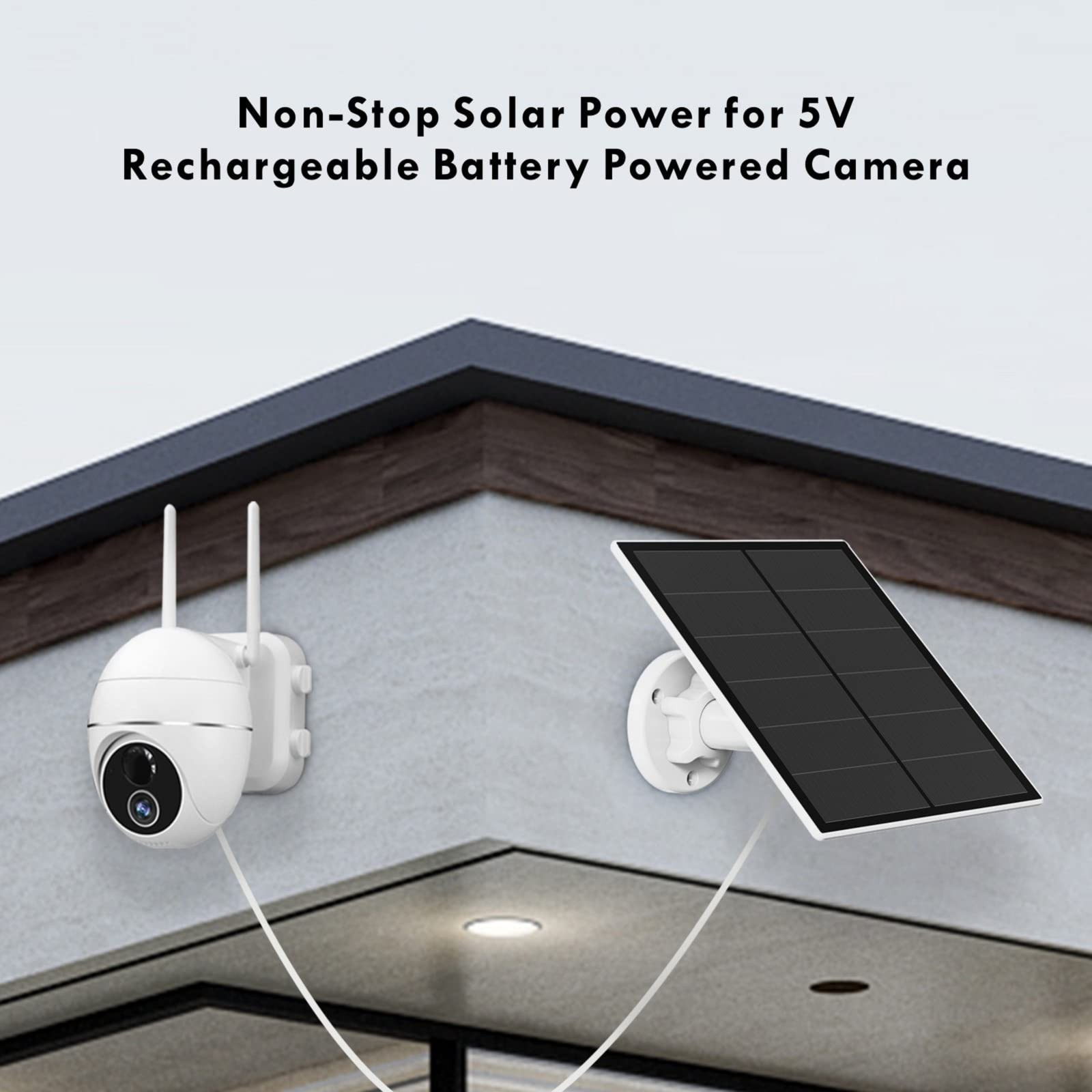 5W Solar Panel Security Camera Outdoor 5V USB Charger IP65 Waterproof 9.8ft