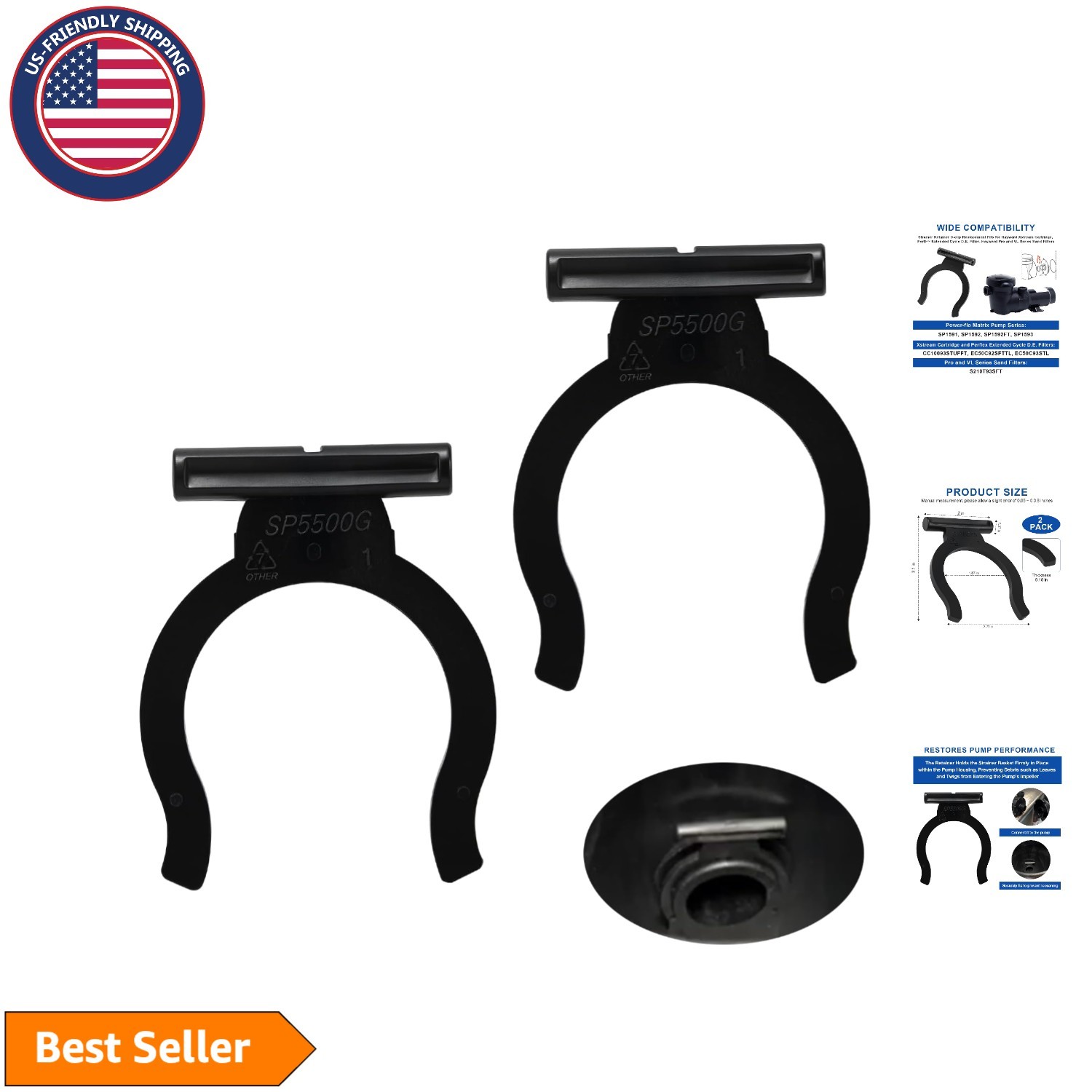 Hayward Pool Pump & Filter Replacement C-Clip & Strainer Basket Retainer (2-P...