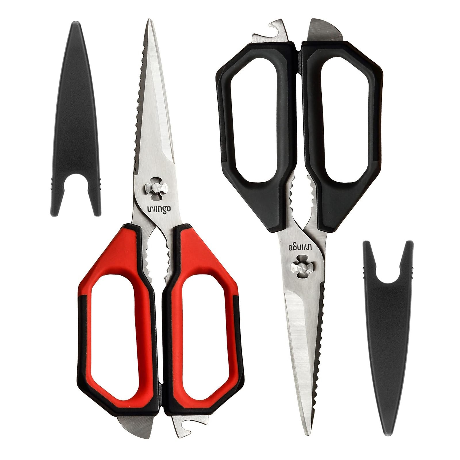 Kitchen Shears Set Heavy Duty Stainless Steel Come Apart 2 Pack Red Black Multi