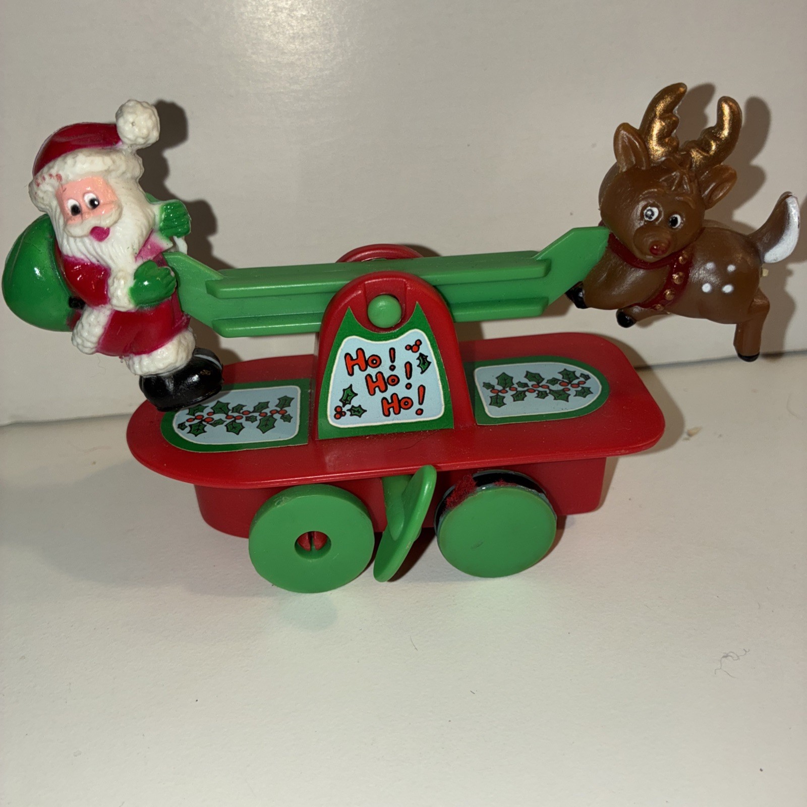 Vintage Santa and Rudolph in Wind Up Toy Plastic works! original Owner