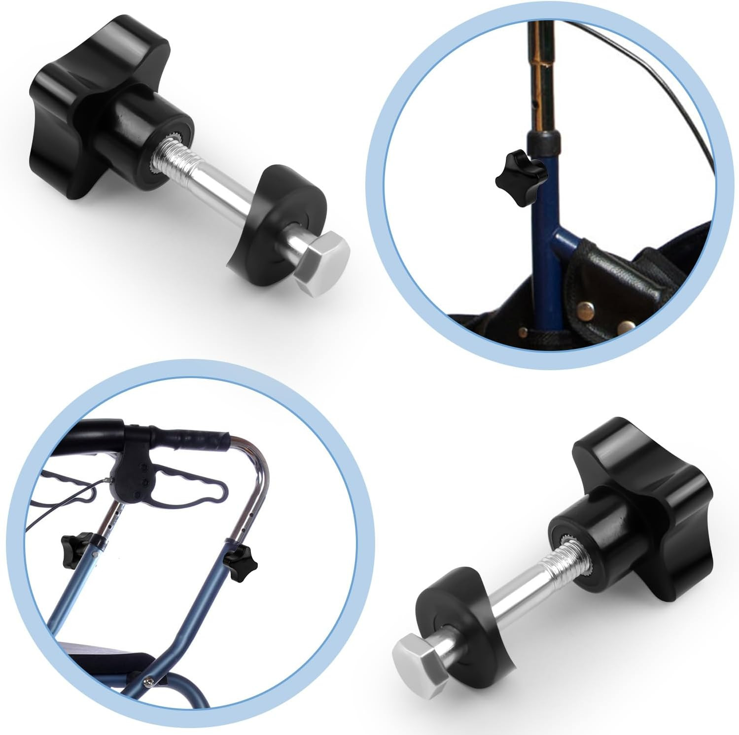 4 Sets Rollator Walker Replacement Knobs, Universal Replacement Arm Adjustment K