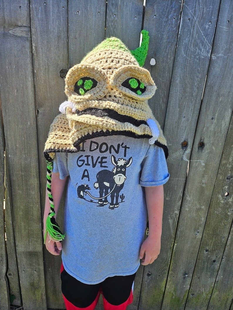 Hand Crocheted Oogie Boogie Burlap Chap Hooded Hat