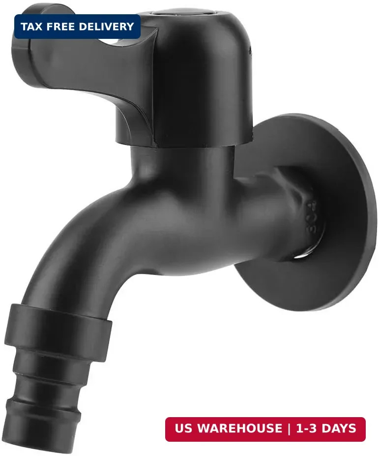 European Black Wall Mount Tap 304 Stainless Steel Fast Opening Garden Water Outd