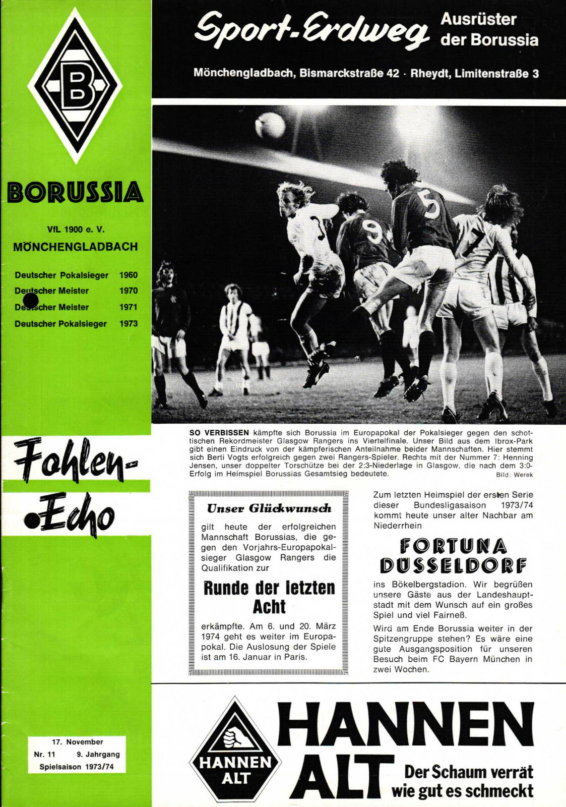 Bl 73/74 Borussia Mönchengladbach - Fortuna Düsseldorf, 17.11.1973