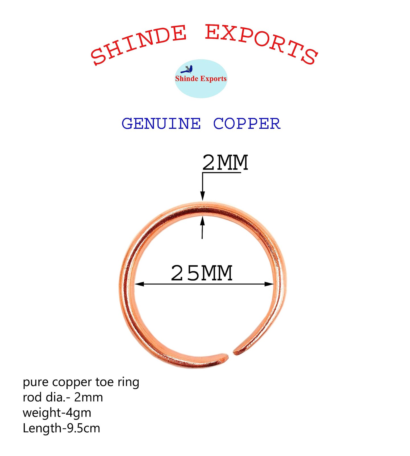 copper toe thumb rings for men (single unit)