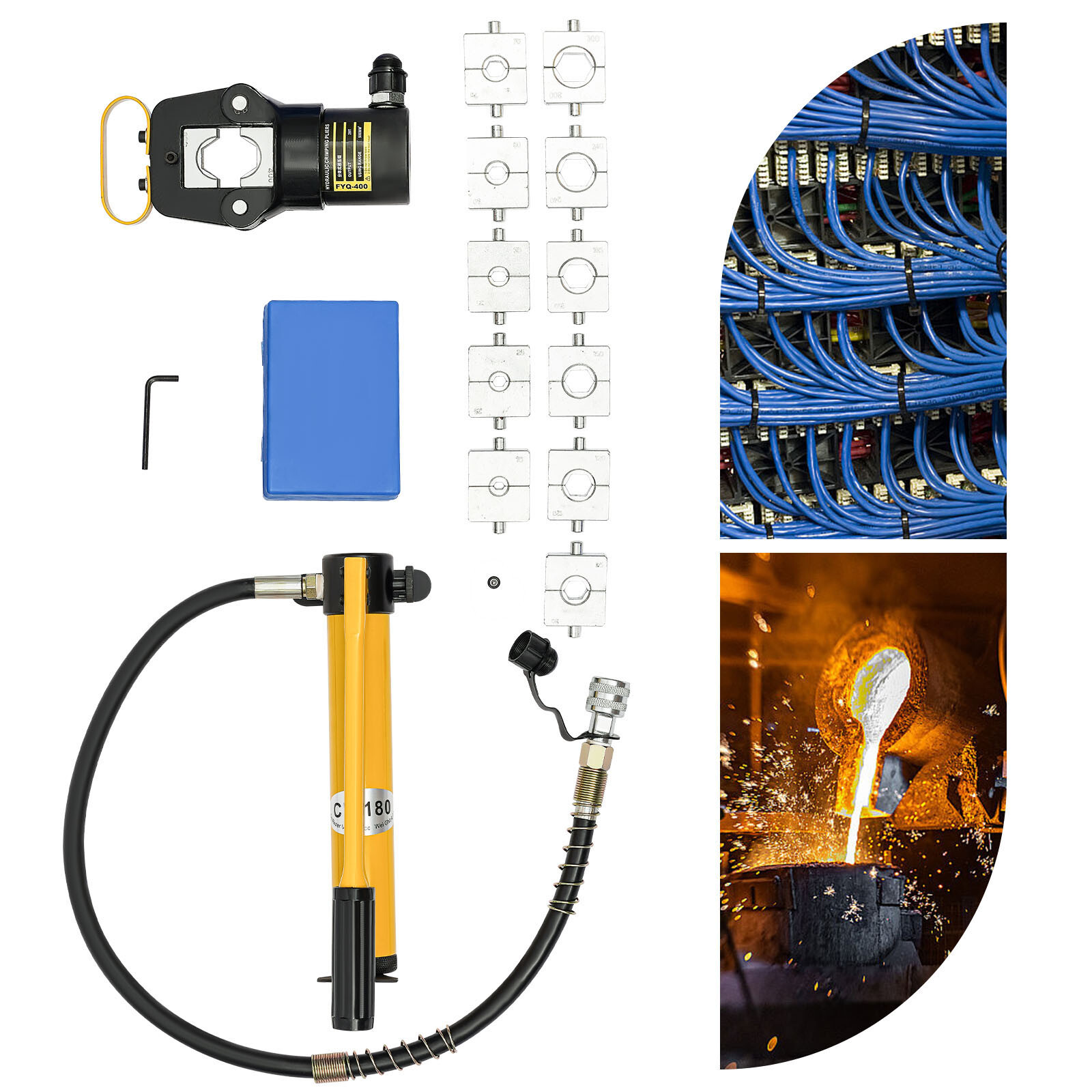 20 Ton Hydraulic Wire Crimper Crimping Tool Cable Line Lug Terminal Pliers+Pump
