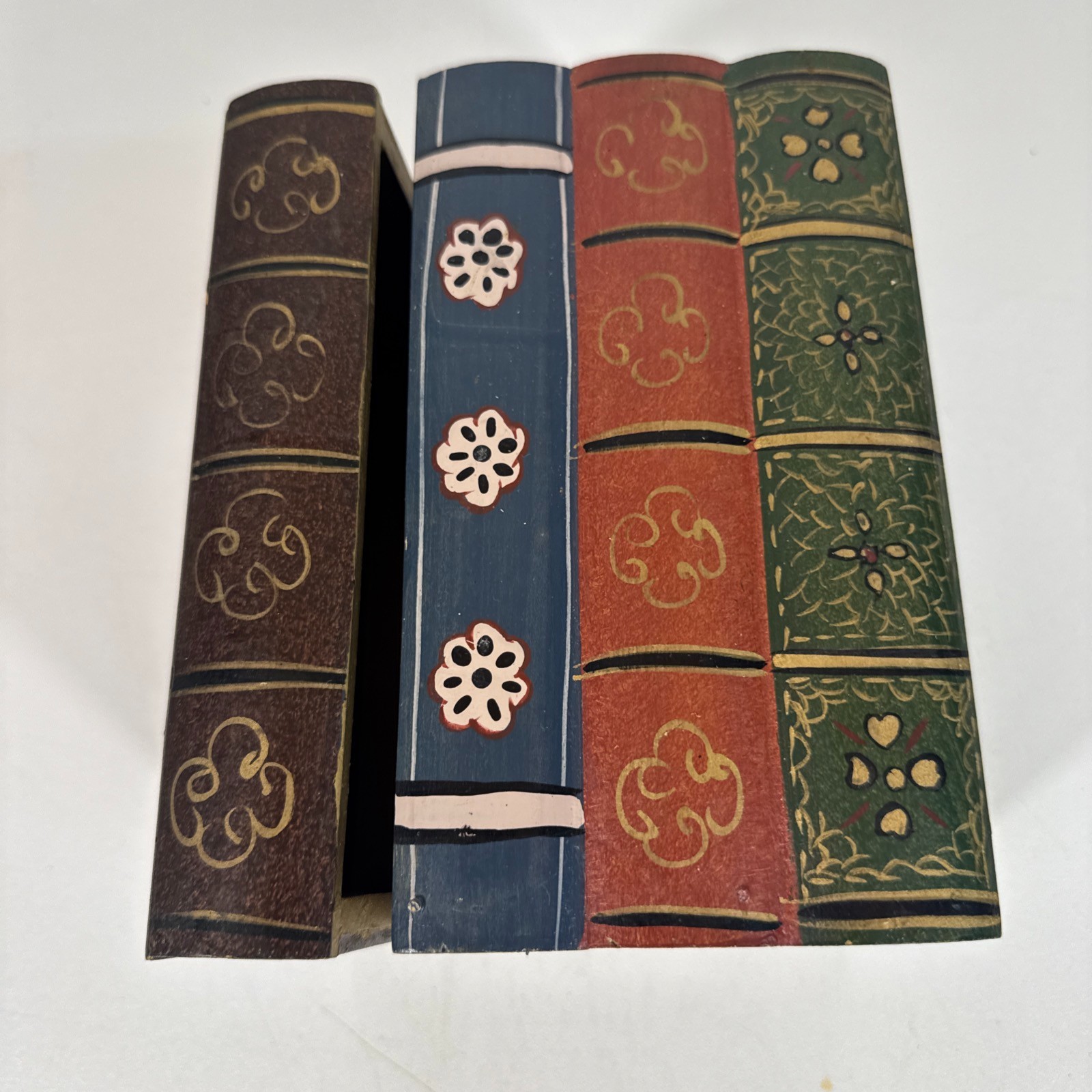 Vintage Faux Book Storage Box Decorative Wooden Hidden Compartment Secret