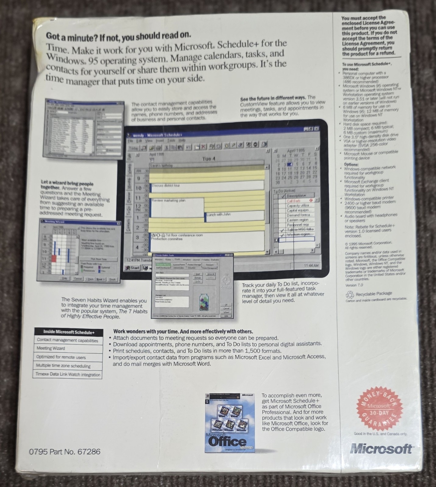 Microsoft Schedule + Plus ~ Designed For Windows 95 ~ New Sealed 3.5 Inch Floppy