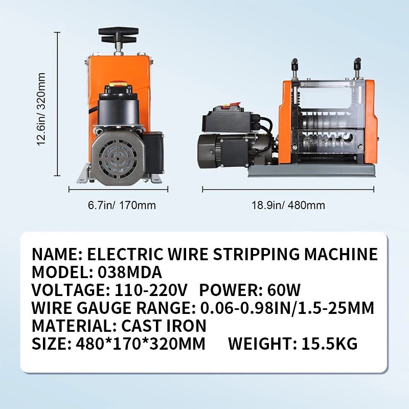 1.5-25 Mm Electric Motorized Cable Stripper 7 Channels for Scrap Copper Recycly