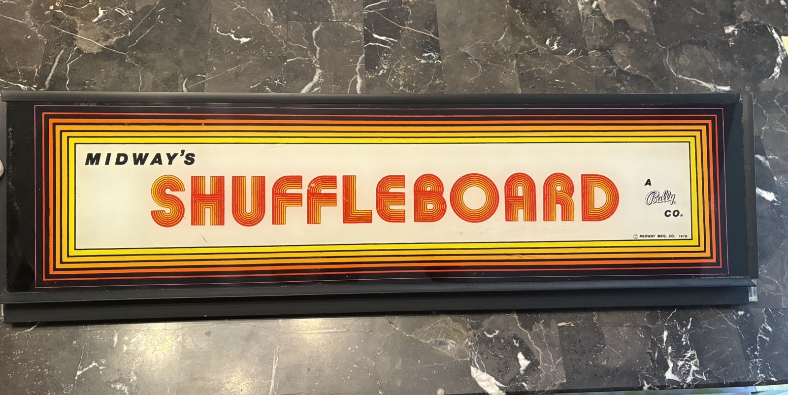 BALLY MIDWAY SHUFFLEBOARD VIDEO GAME MARQUEE ORIGINAL 1978