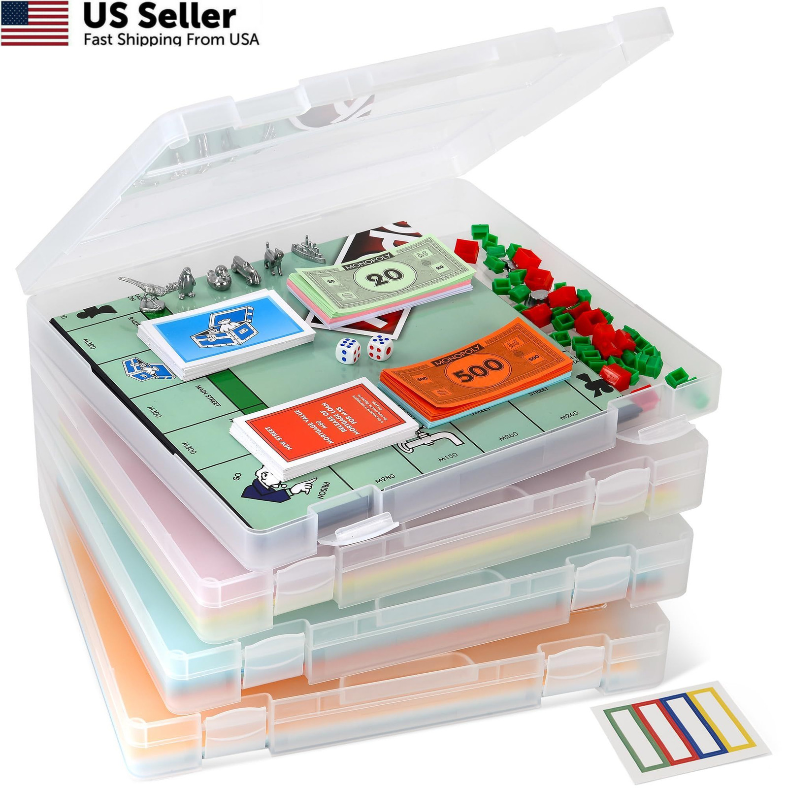 4-Pack Art & Craft Organizer 12.4 x 10.8 x 1.7 inches, Clear Short