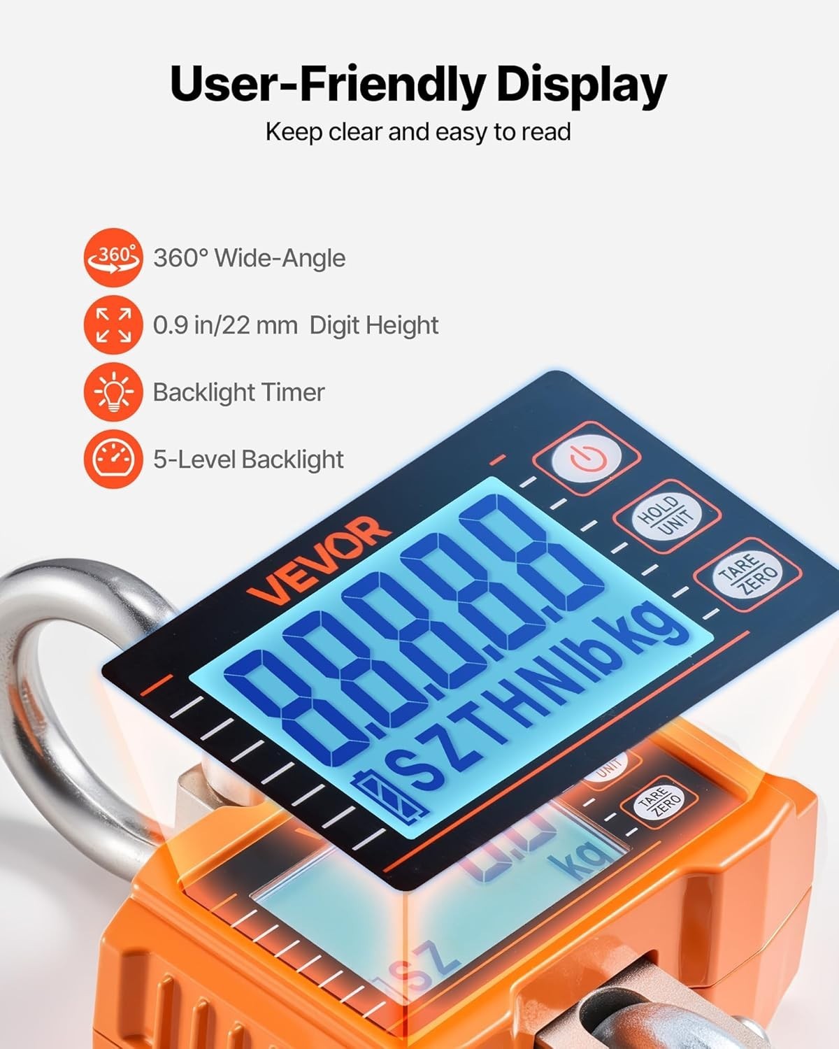 Vevor Digital Crane Scale 4400 Lb 2000 Kg Hanging Scale Lcd Remote