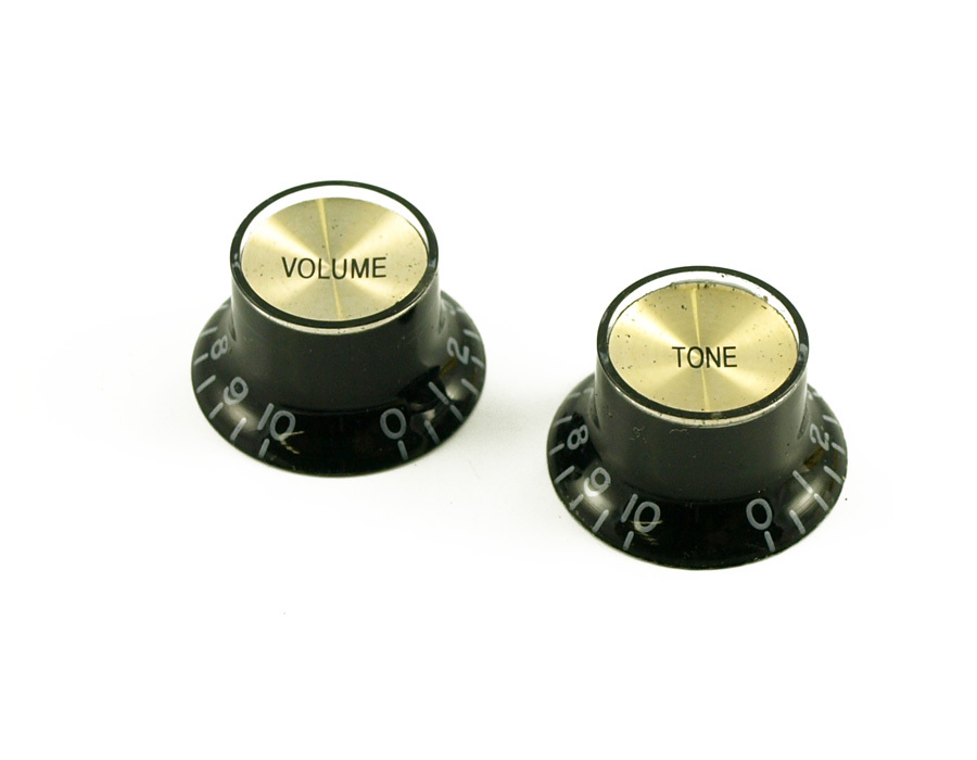 BELL KNOB SET OF 2 Black/Gold for Electric Guitar Projects fits most Brands NEW