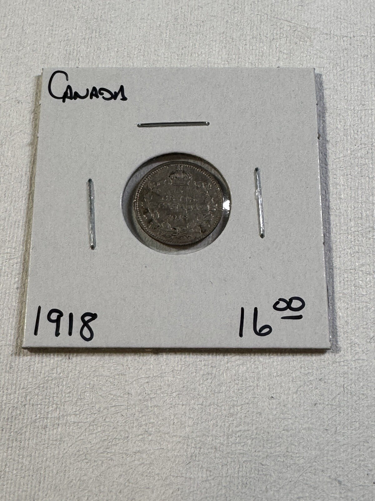 1918 Canada 5 Cents Small Silver Coin