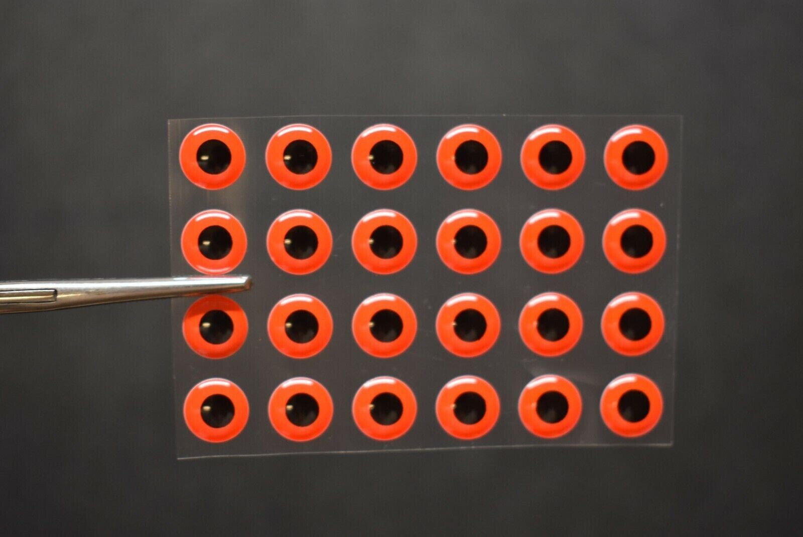 24  FLUORESCENT RED  3D Soft Molded 1/4"  6mm Eyes Fly Tying Lures