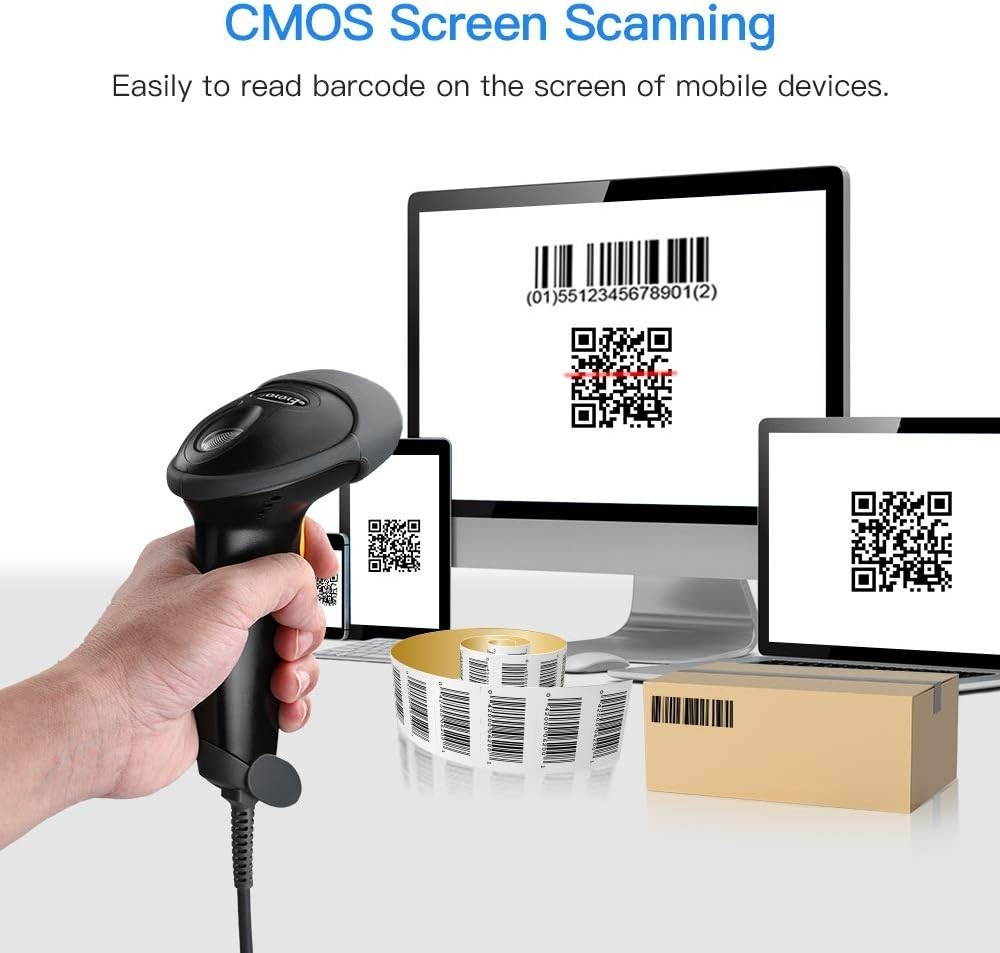 Handheld USB 2D Barcode Scanner, Wired Automatic QR Code Scanner Data Matrix ...