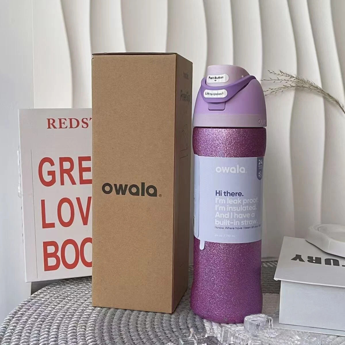 Owala FreeSip Limited Edition Purple Stainless Steel Water Bottle BRAND NEW-24oz