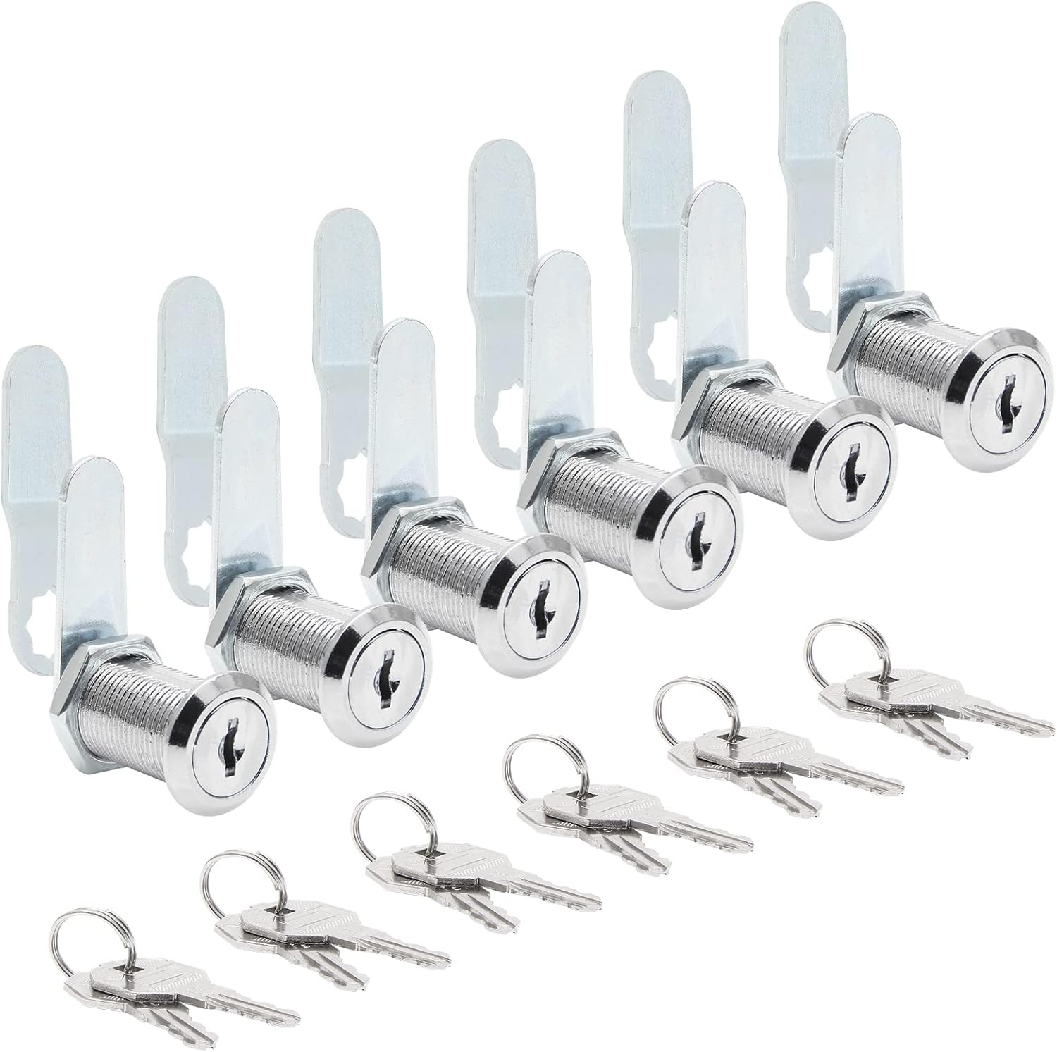6 Pack Cam Locks Keyed Alike, 1-1/8" (30Mm) Set for Drawers, Mailbox, Tool Box,