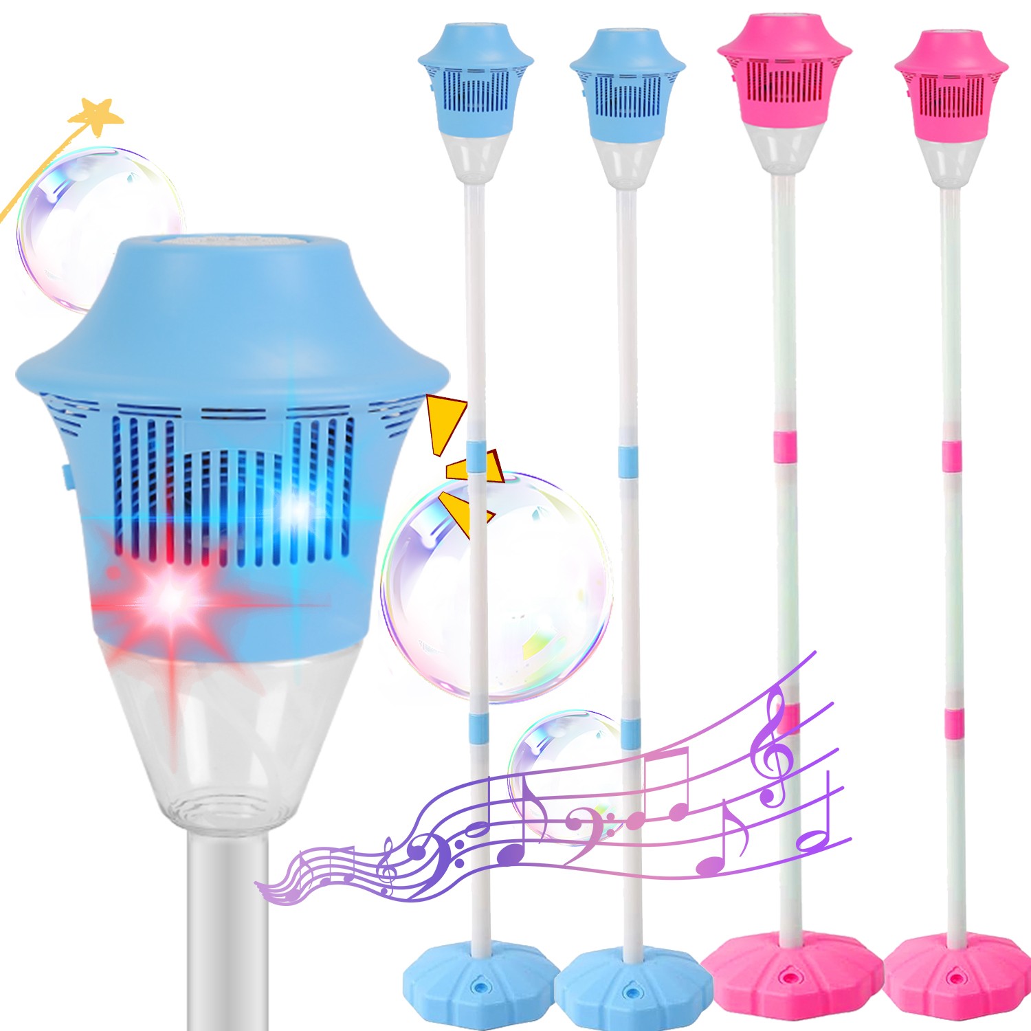 2PCS Rechargeable Automatic Bubble Maker Adjustable Height Bubble Blower for Kid