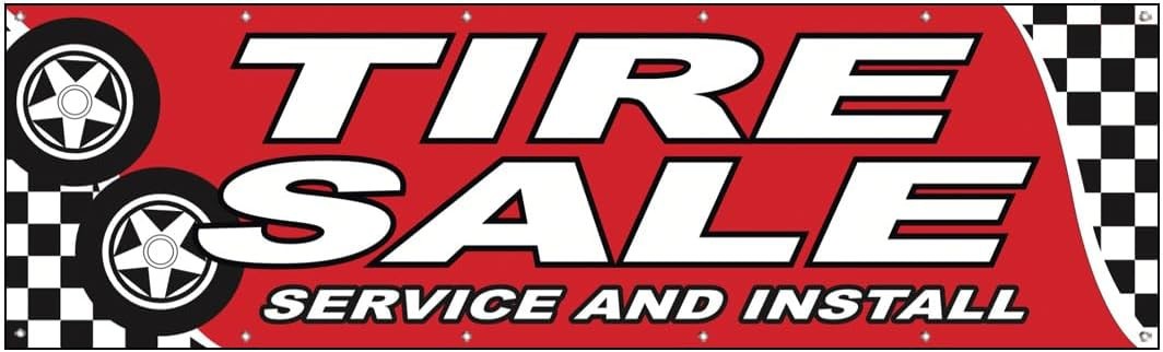 3x10 Feet TIRE SALE SERVICE INSTALL Banner Polyester Fabric Auto Repair Sign rb
