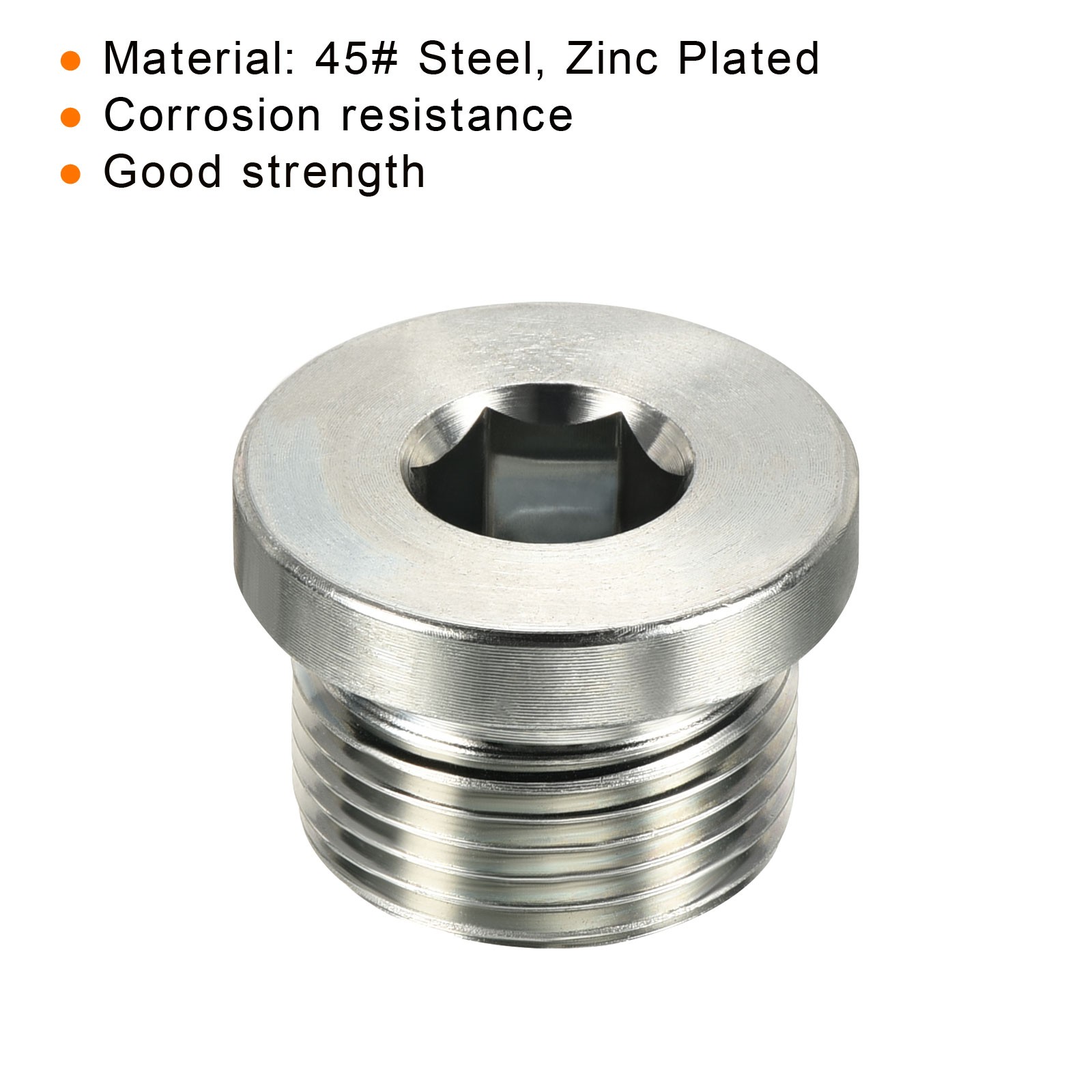 M22*1.5 Hex Head Pipe Fitting Plug, 2 Pack Male Thread 45# Steel Plug