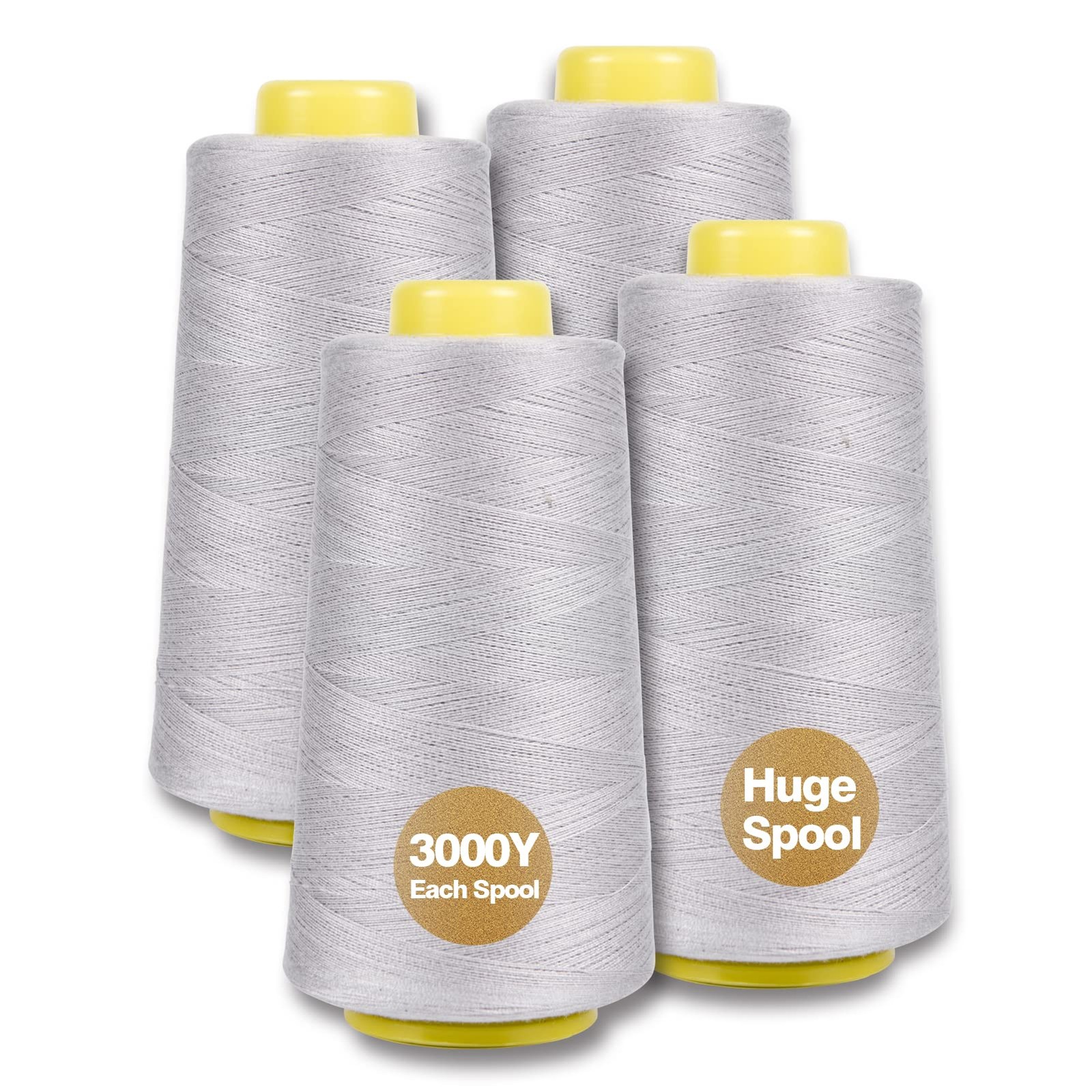 Gray Serger Thread 4 Cones 3000 Yards Each All-Purpose Polyester Spool