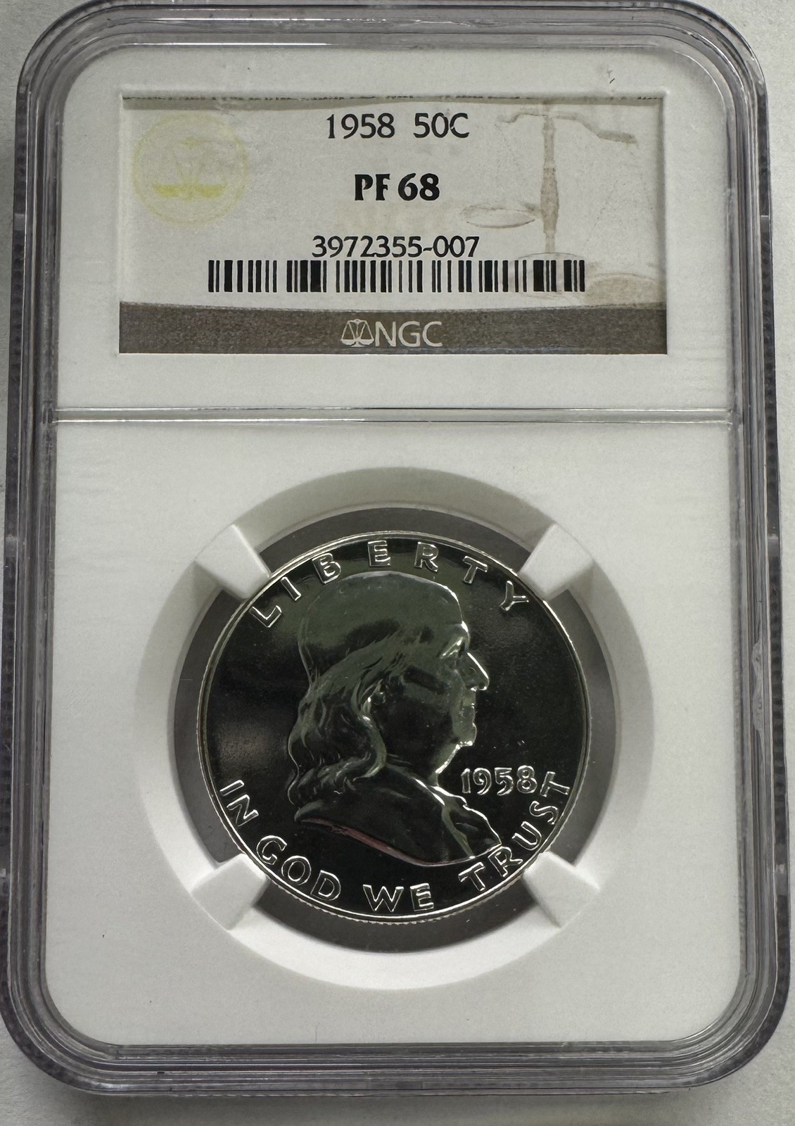 1958 Franklin Half Dollar NGC PF-68   Free US Shipping