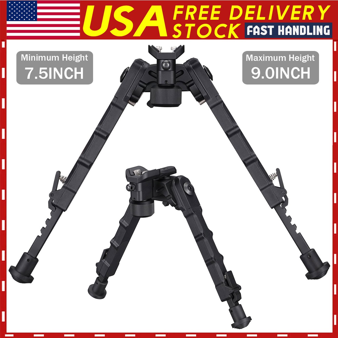 New Arrivel Tiltable Swivel Rifle Bipod 7.5-9" Adjustable with Sling Stud System