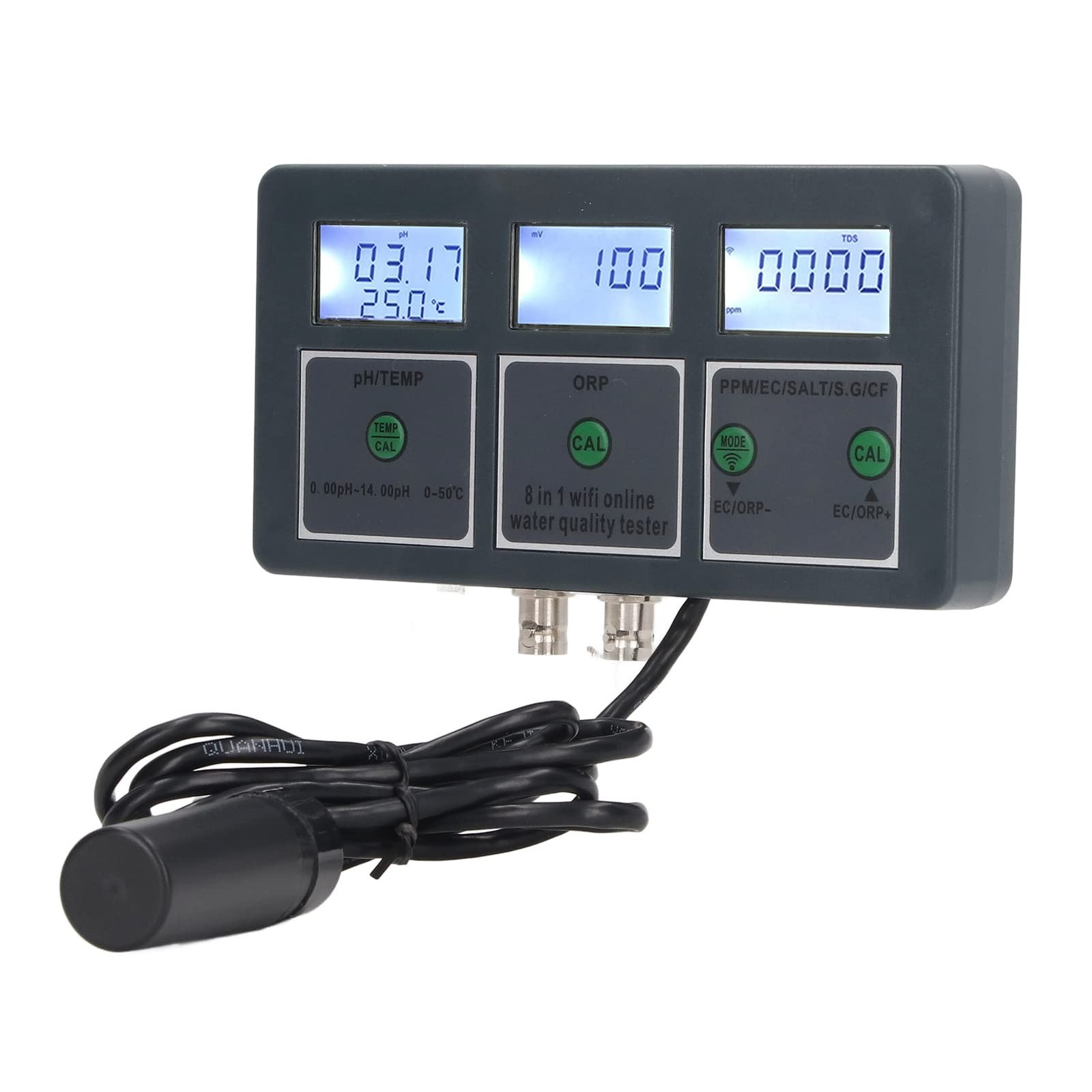 Water Quality Tester 8 in 1 Digital Meter for Aquarium Hydroponics Laboratori...