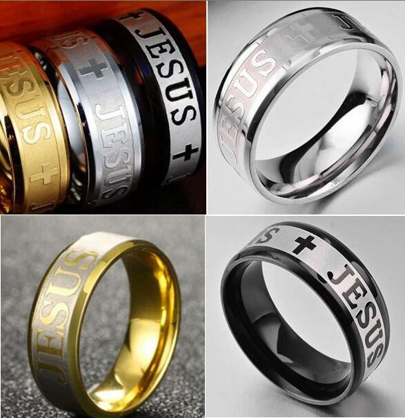 Wholesale 50 JESUS Cross Stainless Steel Band Rings Religious Church Prayer Ring
