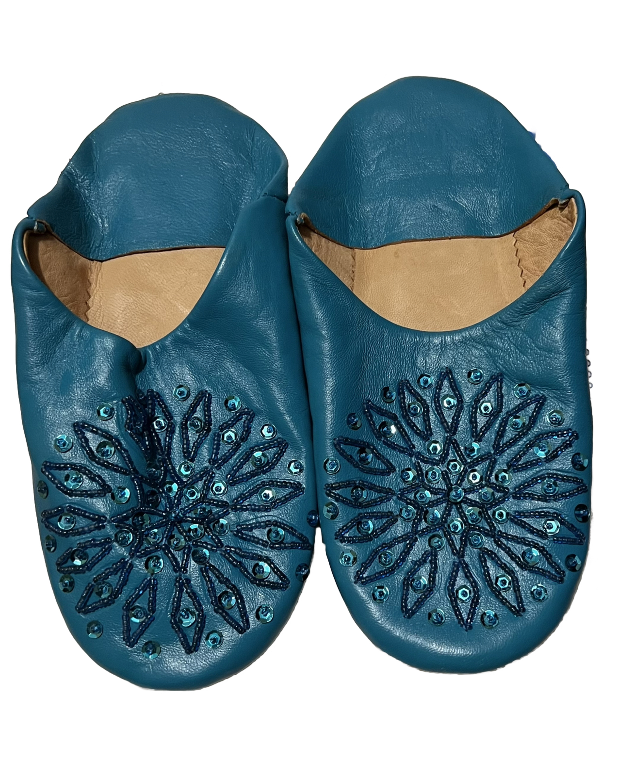 Bohemia MOROCCAN BABOUCHE SEQUIN SLIPPERS - /Blue /Size 7/