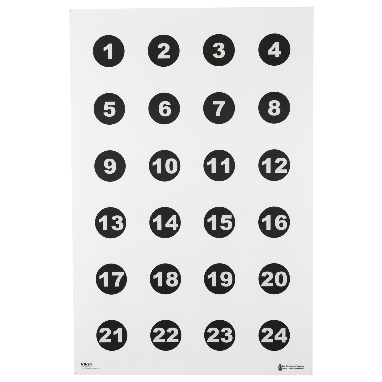 Action Target Command Training Target 3" Numbered Circles 23" x 35" 100 Per Box