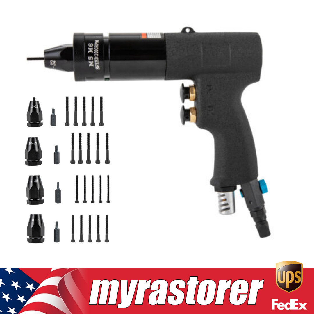 Pneumatic Rivet Nut Gun 10-24",10-32",8-32",6-32''Heads Air Nut Insert Machine