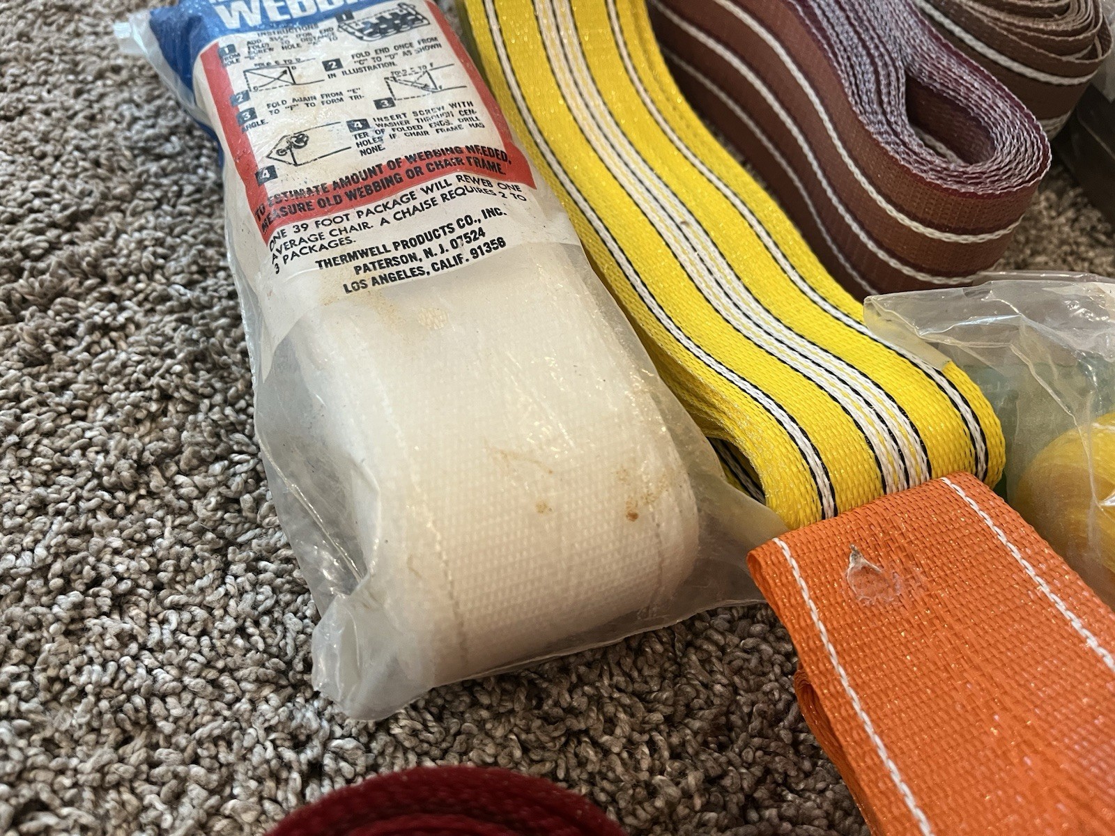 Large Lot 388 Feet Webbed Lawn Chair Chaise Webbing Mixed Colors w/ Clips