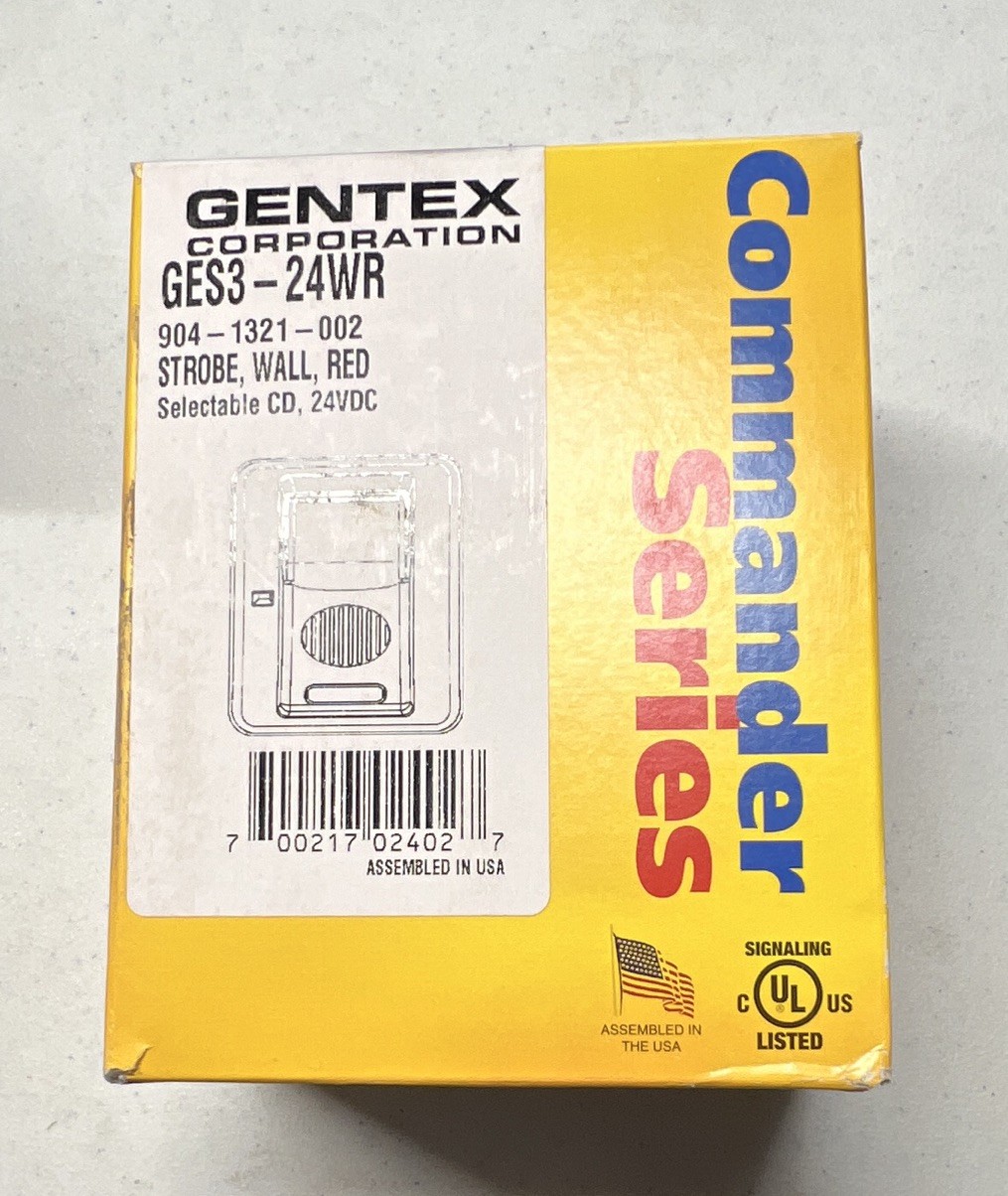 Gentex GES3-24WR Commander Series Fire Alarm Wall Strobe Red 24VDC MPN GES3-24WR