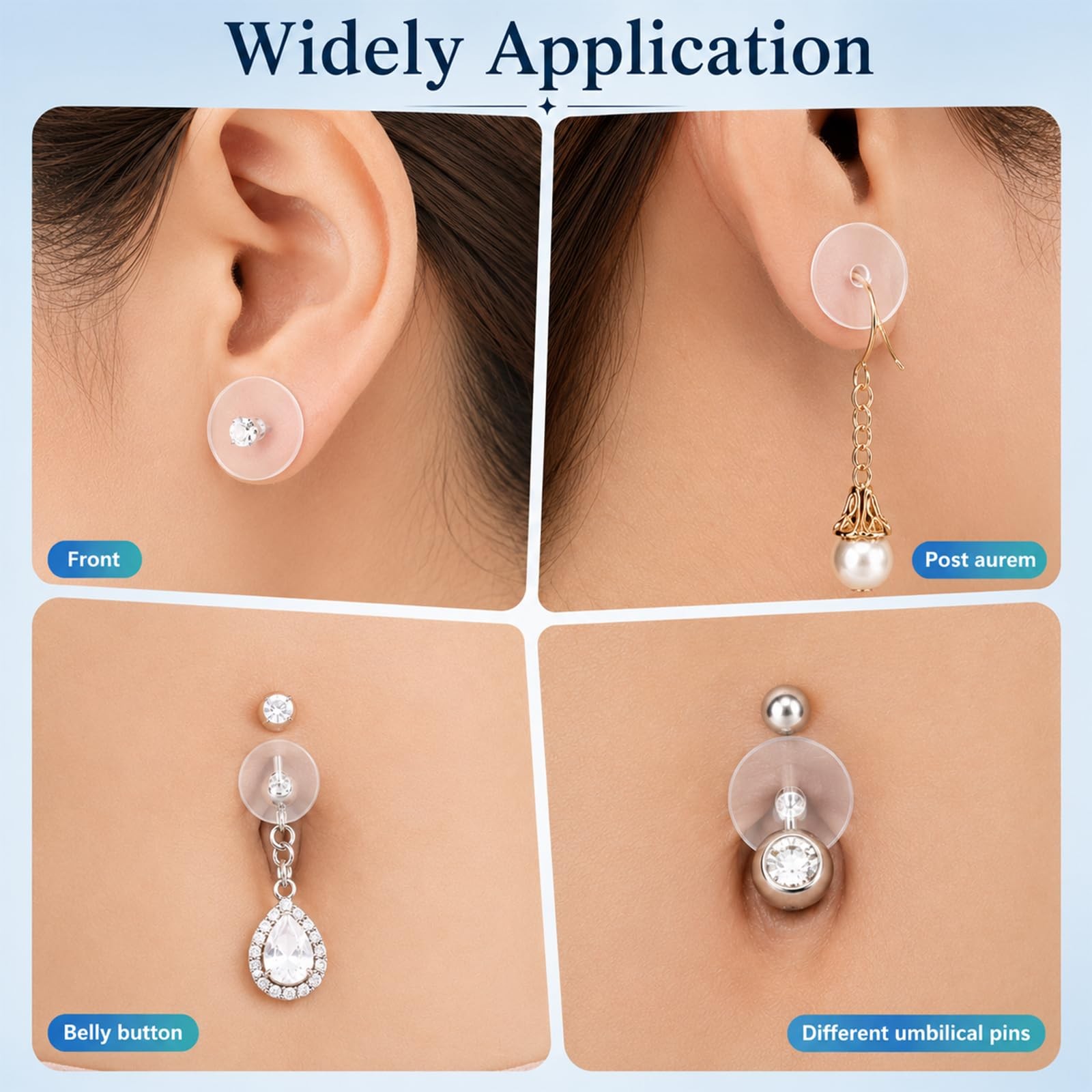 HJZHII 90Pcs Clear Piercing Disc for Bump, Silicone Earring