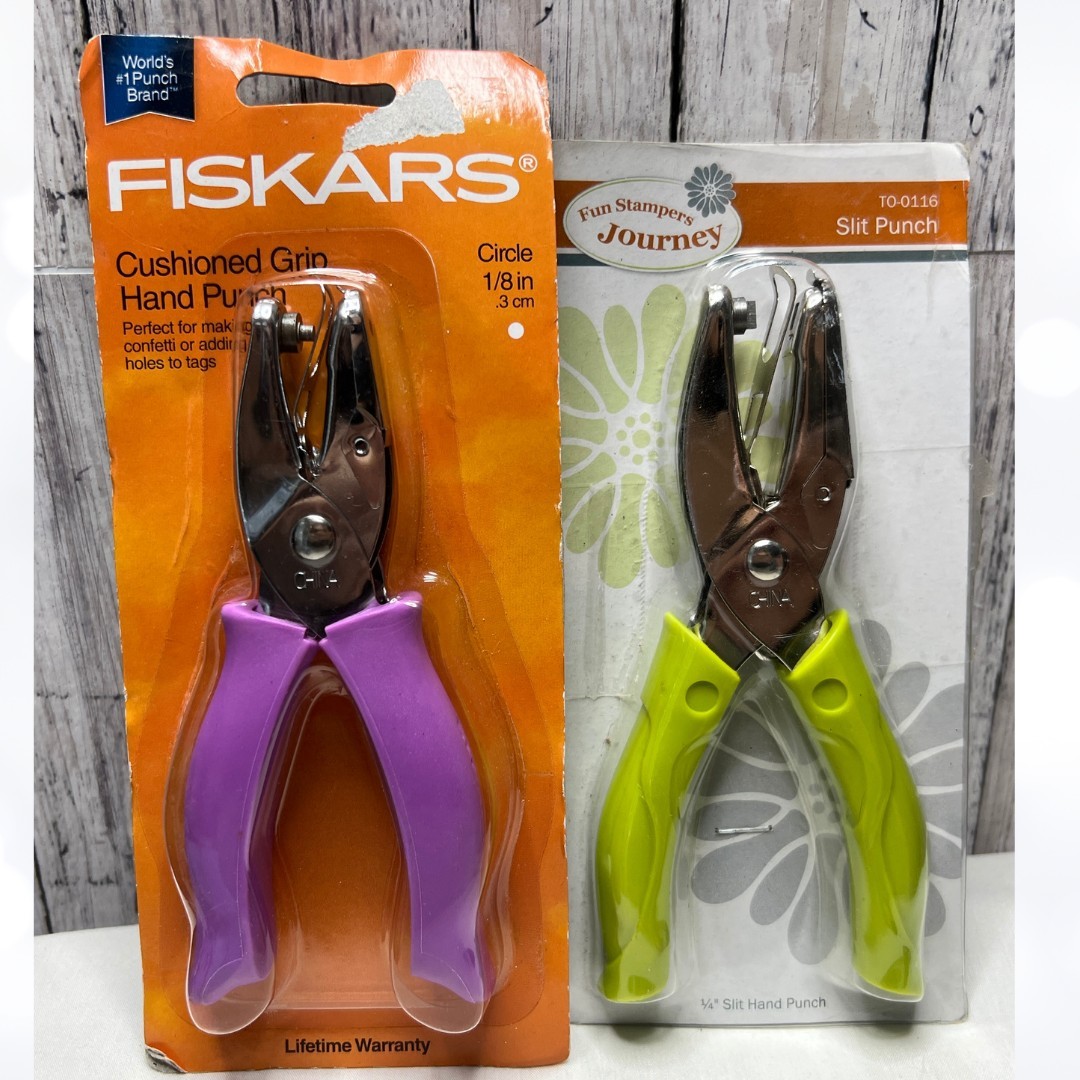 Fiskars Fun Stampers Journey CIRCLE Slit Handheld Punches Paper Punch Lot