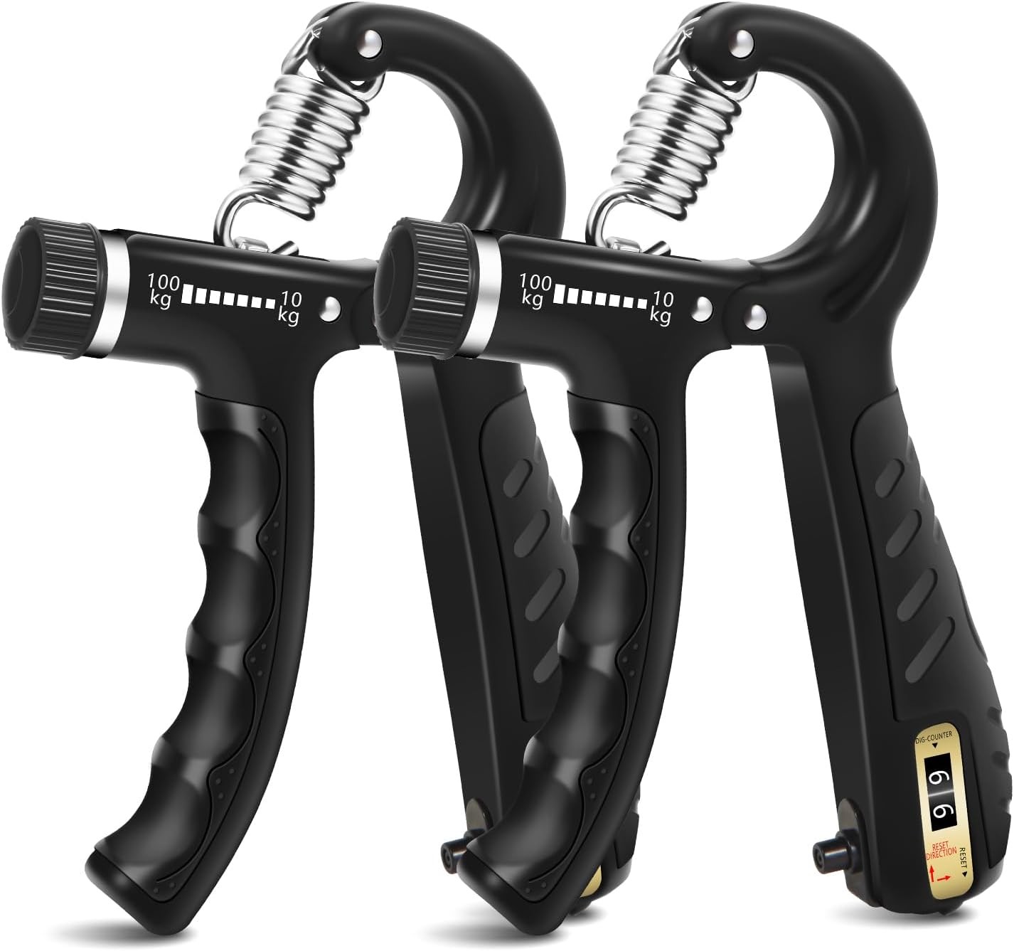 2PCS Grip Strength Trainer with 22-220Lbs (10-100kg) Adjustable Resistance, Hand