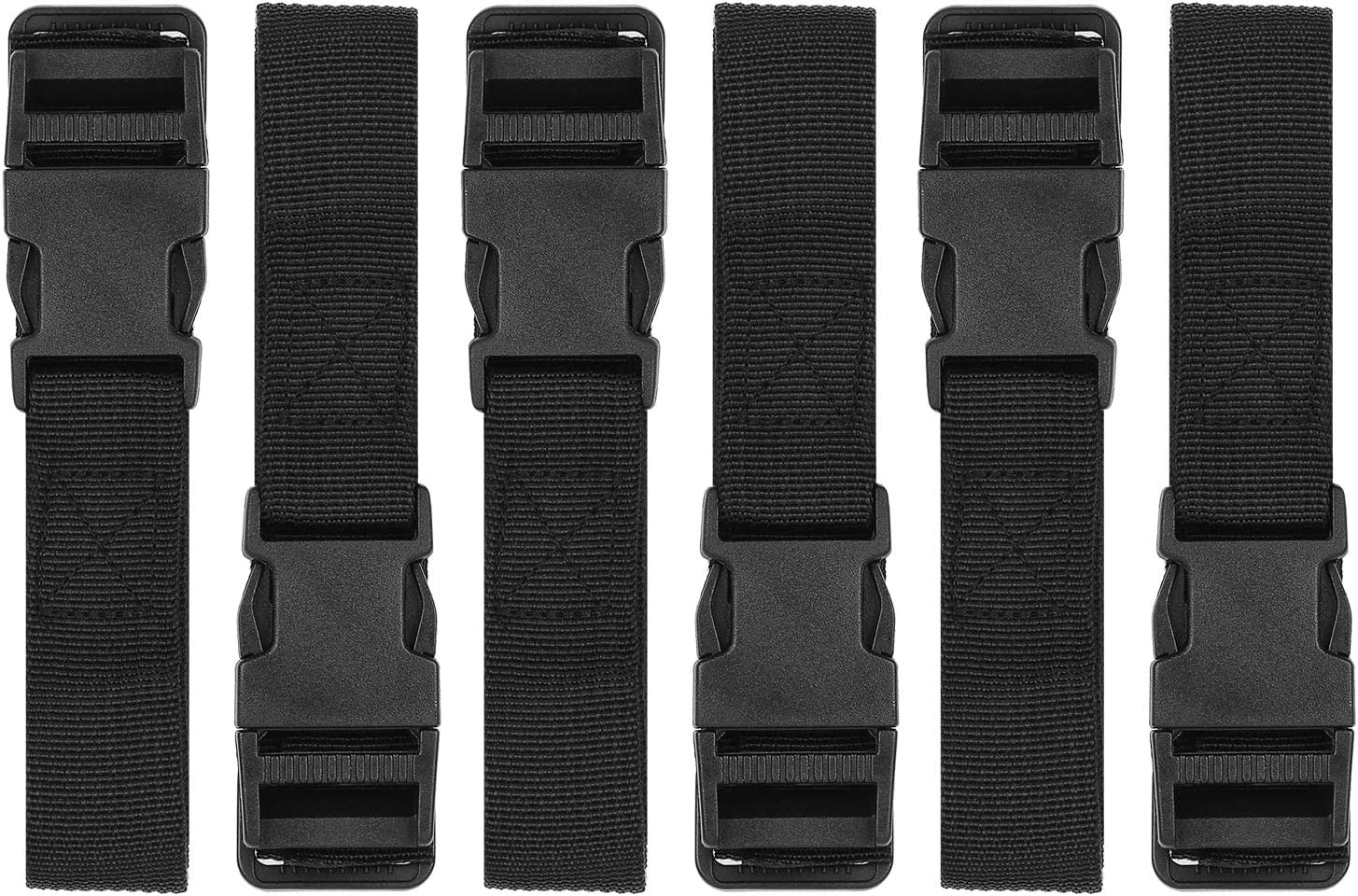 6 Pack Adjustable Luggage Straps with Quick Release Buckle Travel Packing Black