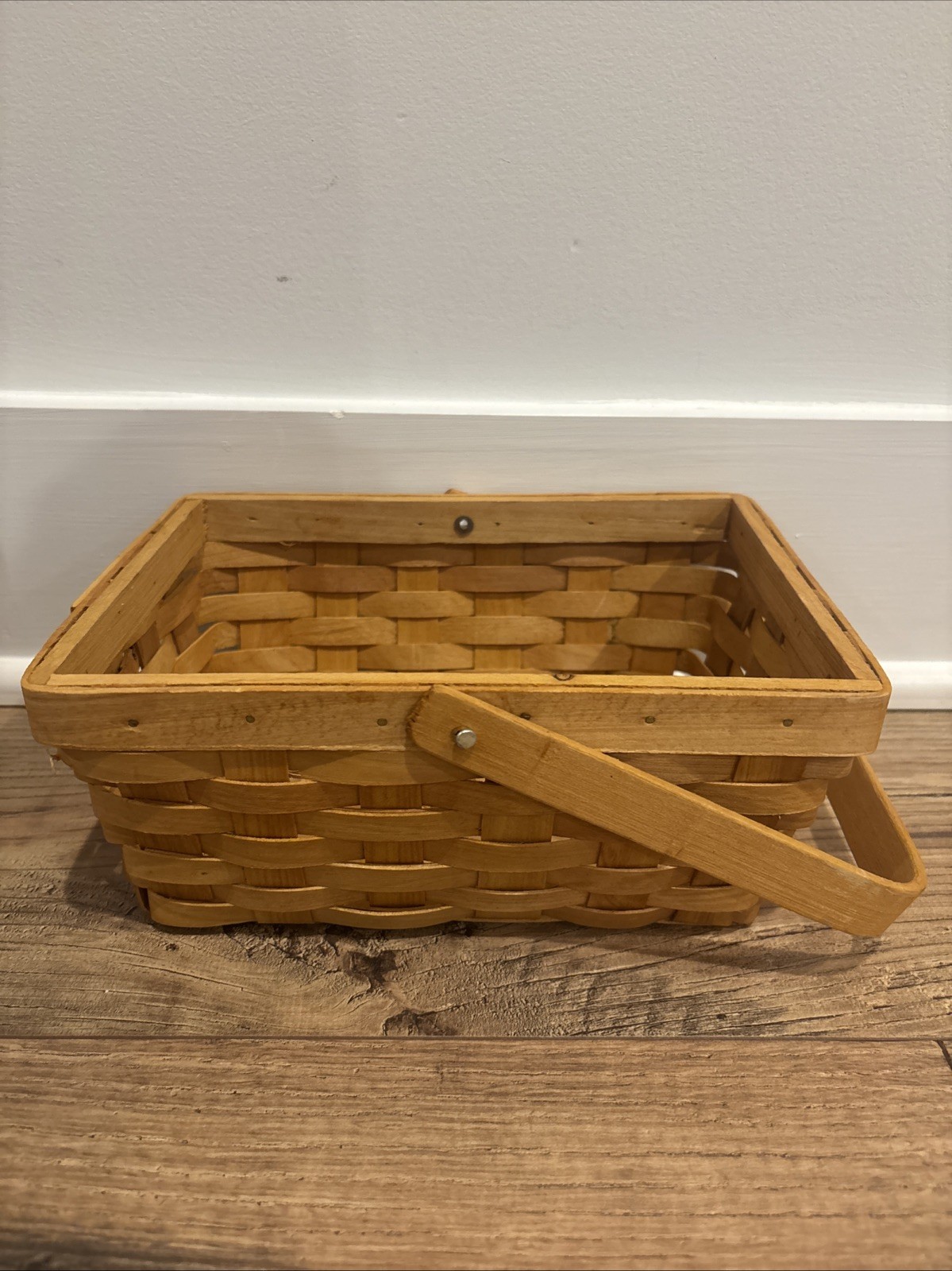 Rustic Home Decor Rectangular Handwoven 7" X 9” Medium Wood Basket