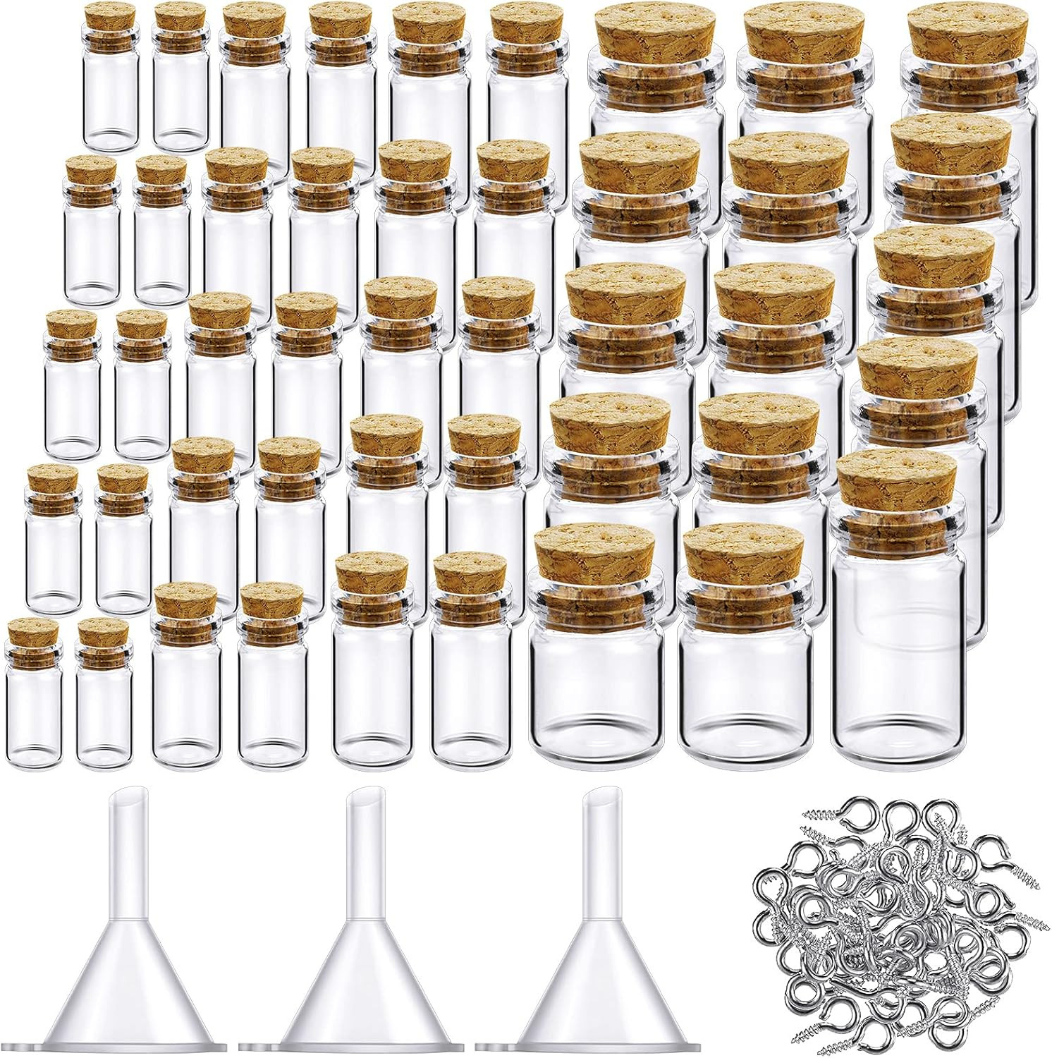 45 Pcs Small Mini Glass Bottles with Cork Stoppers Small Glass Jars with Lids Ti