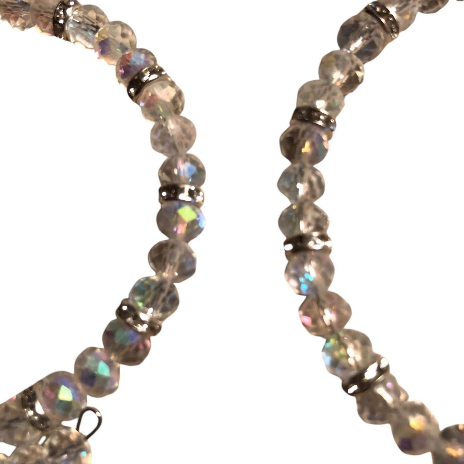 Beaded Cuff Friendship Bracelet Pair Handmade Clear #0010