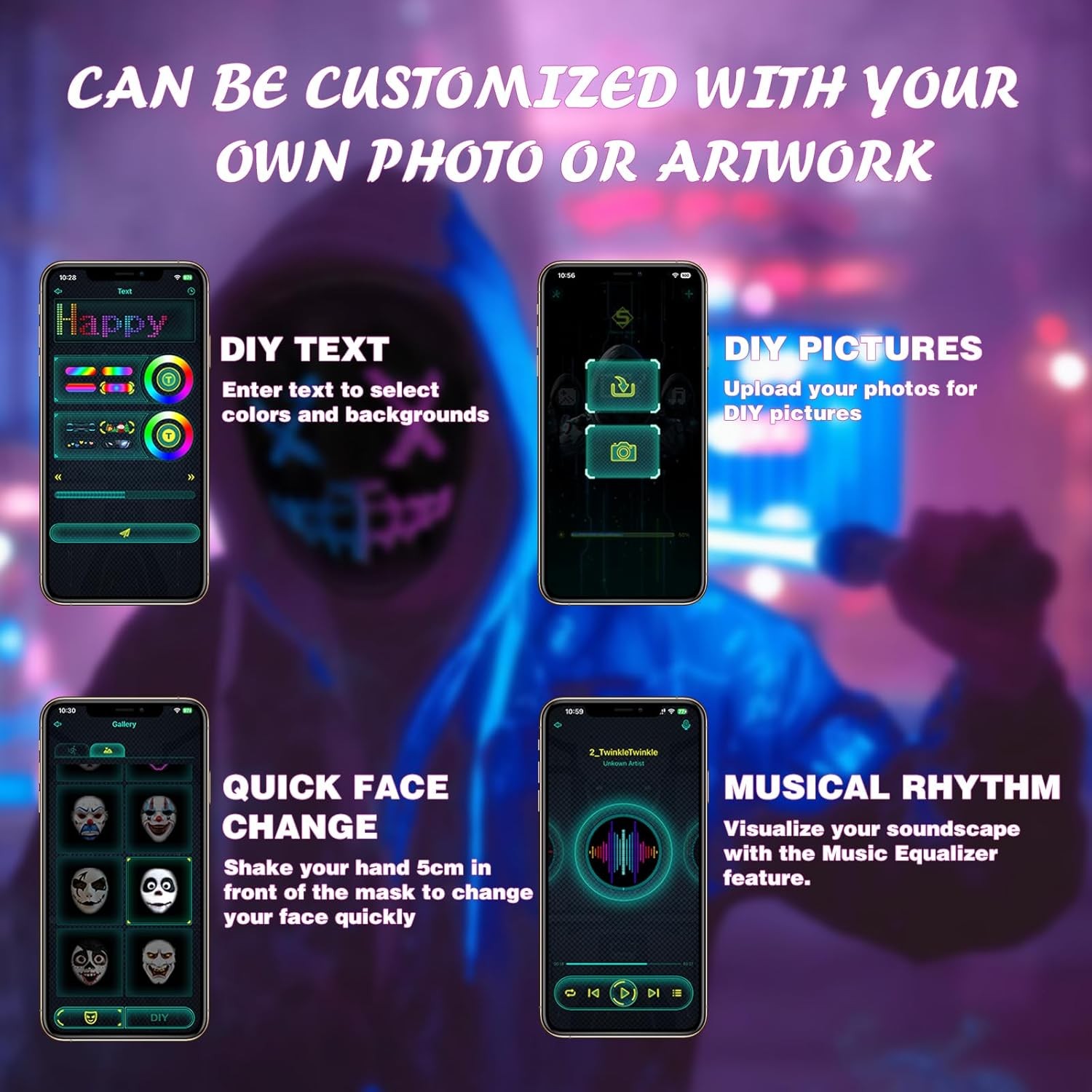 Depointer Life Led Mask with Rechargeable Bluetooth-compatible App...