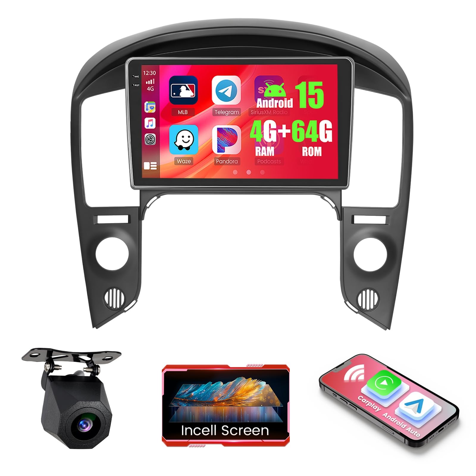 4+64GB Android 15 Car Radio for Hyundai STAREX/H1 2007-2015 Wireless Carplay ...