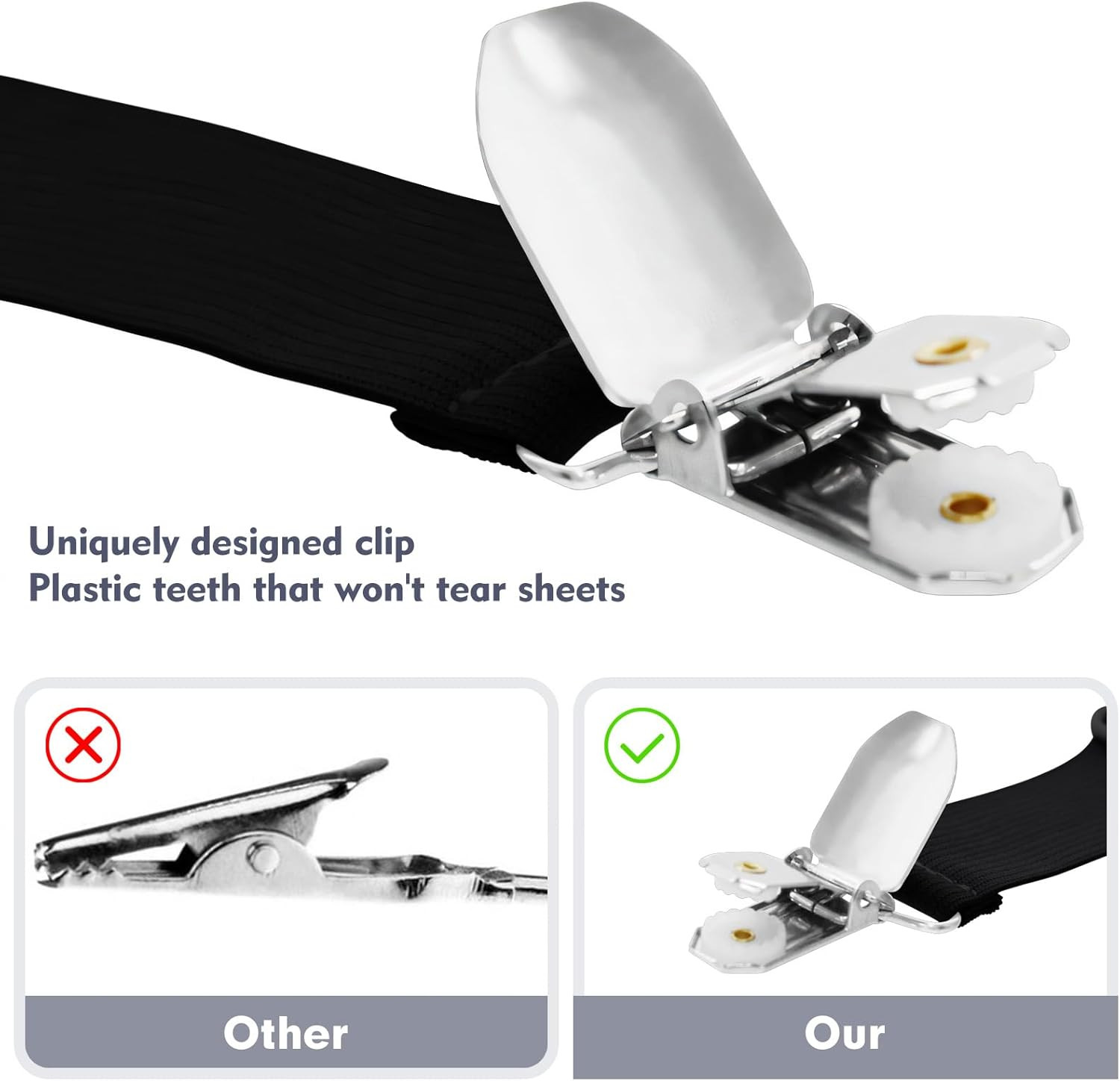 4 Pcs Bed Sheet Straps, Adjustable Fitted Sheet Clips Keeping Sheets Place Heavy