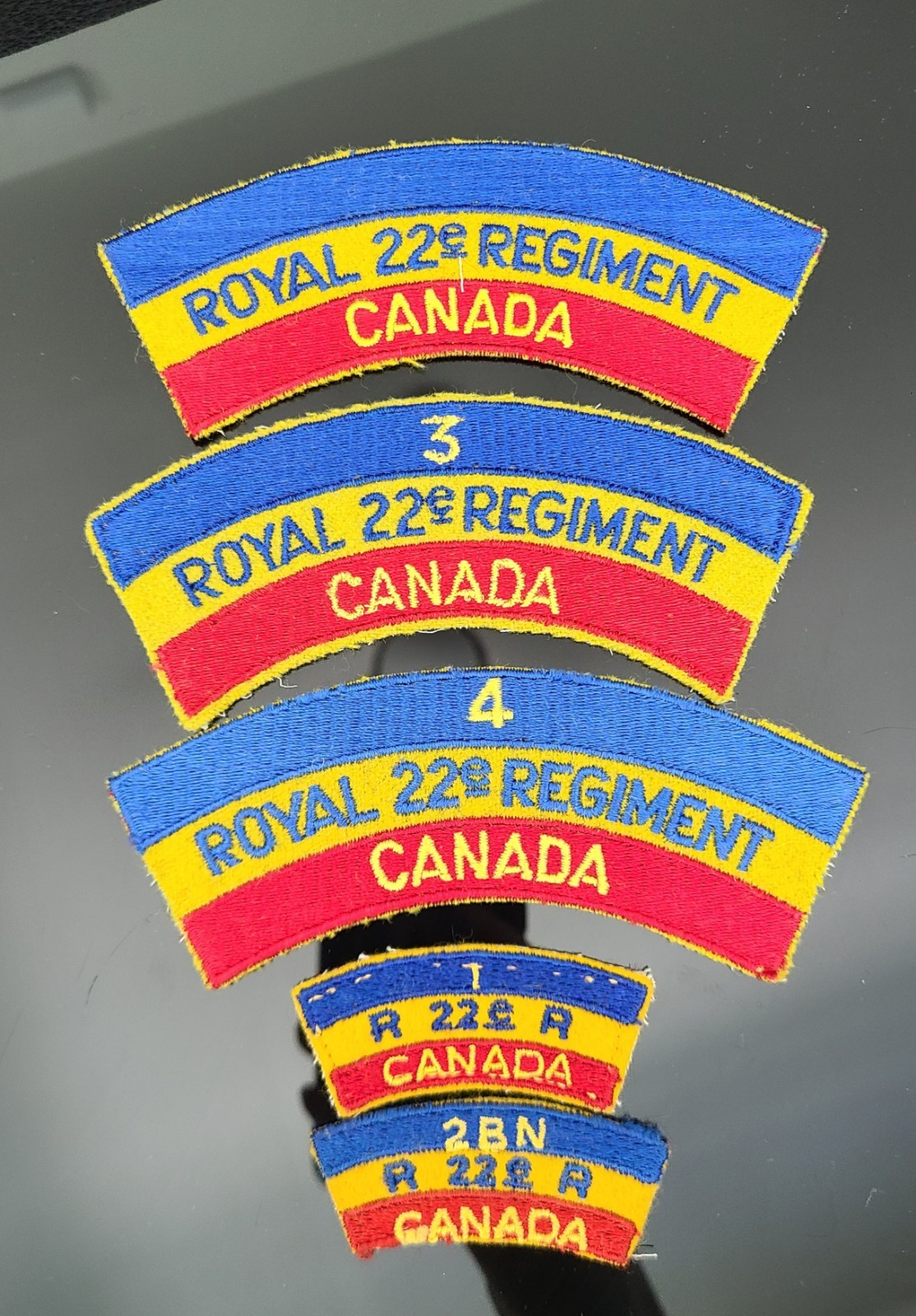 Lot of 5 Canadian Military Cloth Patches Royal 22e Regiment 3rd, 4th Batallion